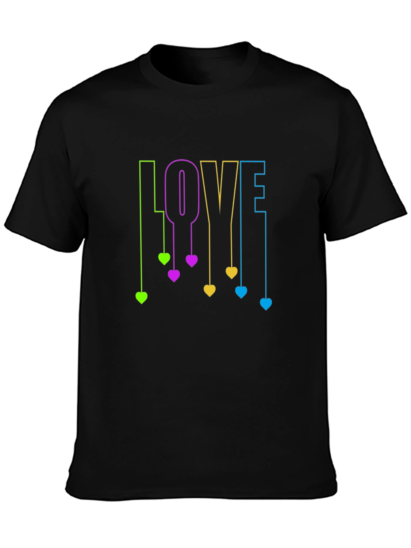 Love Hearts Graphic Black T-Shirt