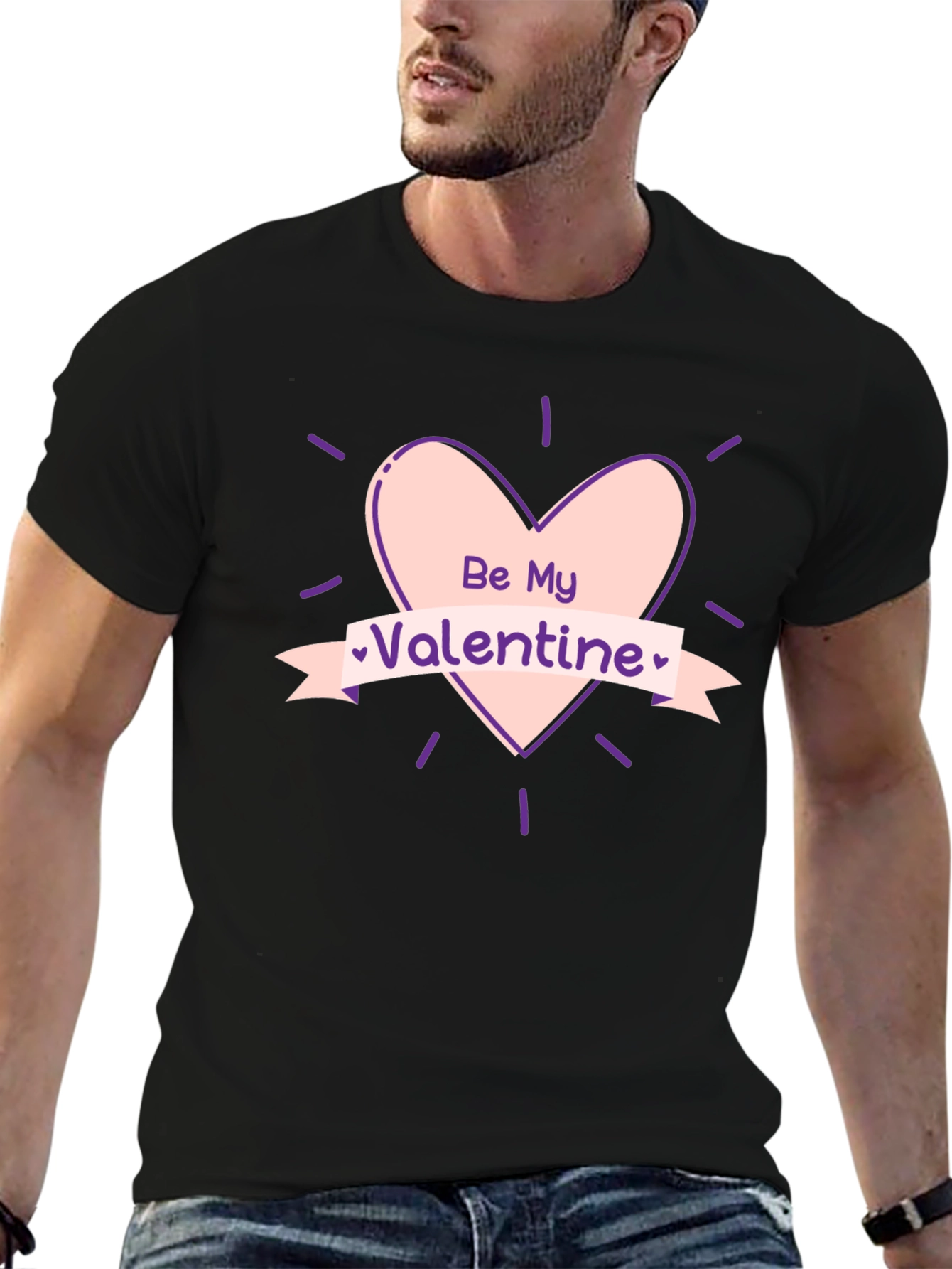 Be My Valentine Graphic Tee - Black Cotton T-Shirt