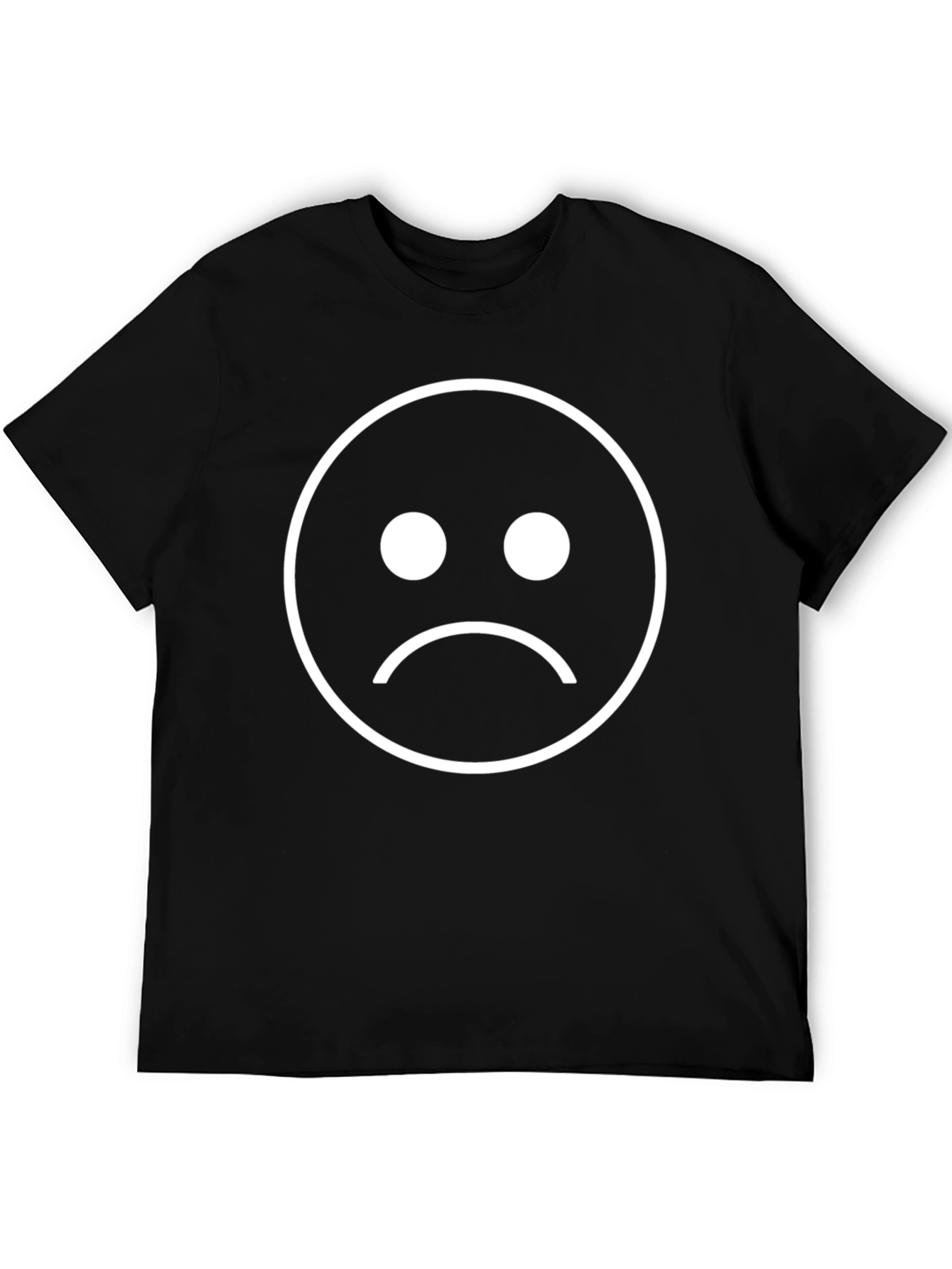 Sad Face Graphic Tee - Black Cotton T-Shirt