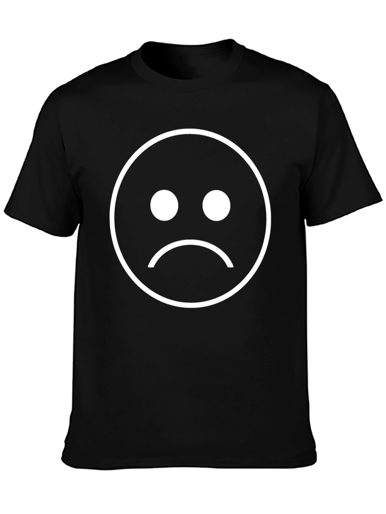 Sad Face Graphic Tee - Black Cotton T-Shirt