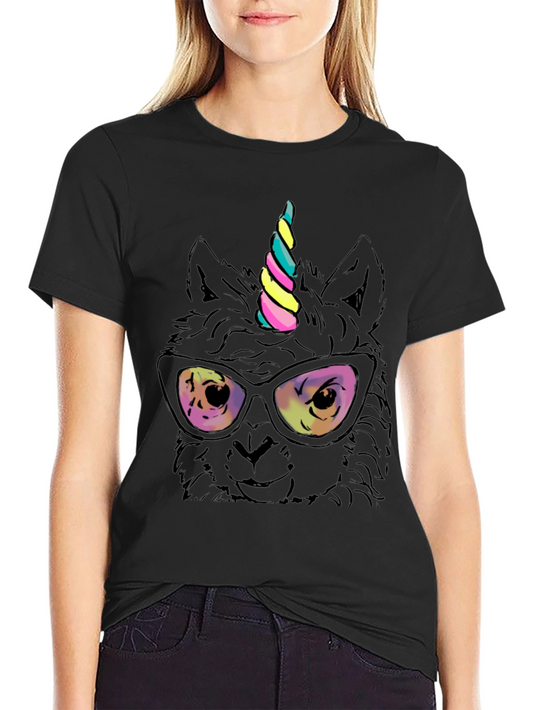 Unicorn Llama Graphic Tee - Mens Black T-Shirt