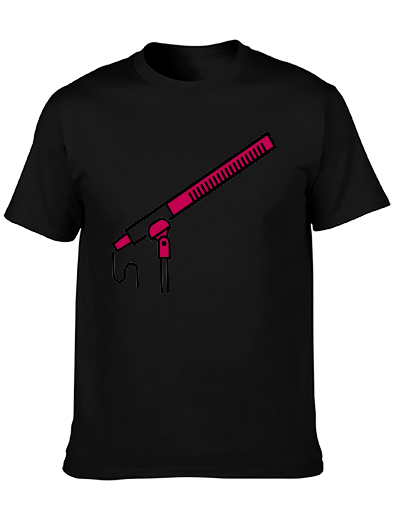 Boom Mic Graphic Tee - Black Crew Neck Shirt