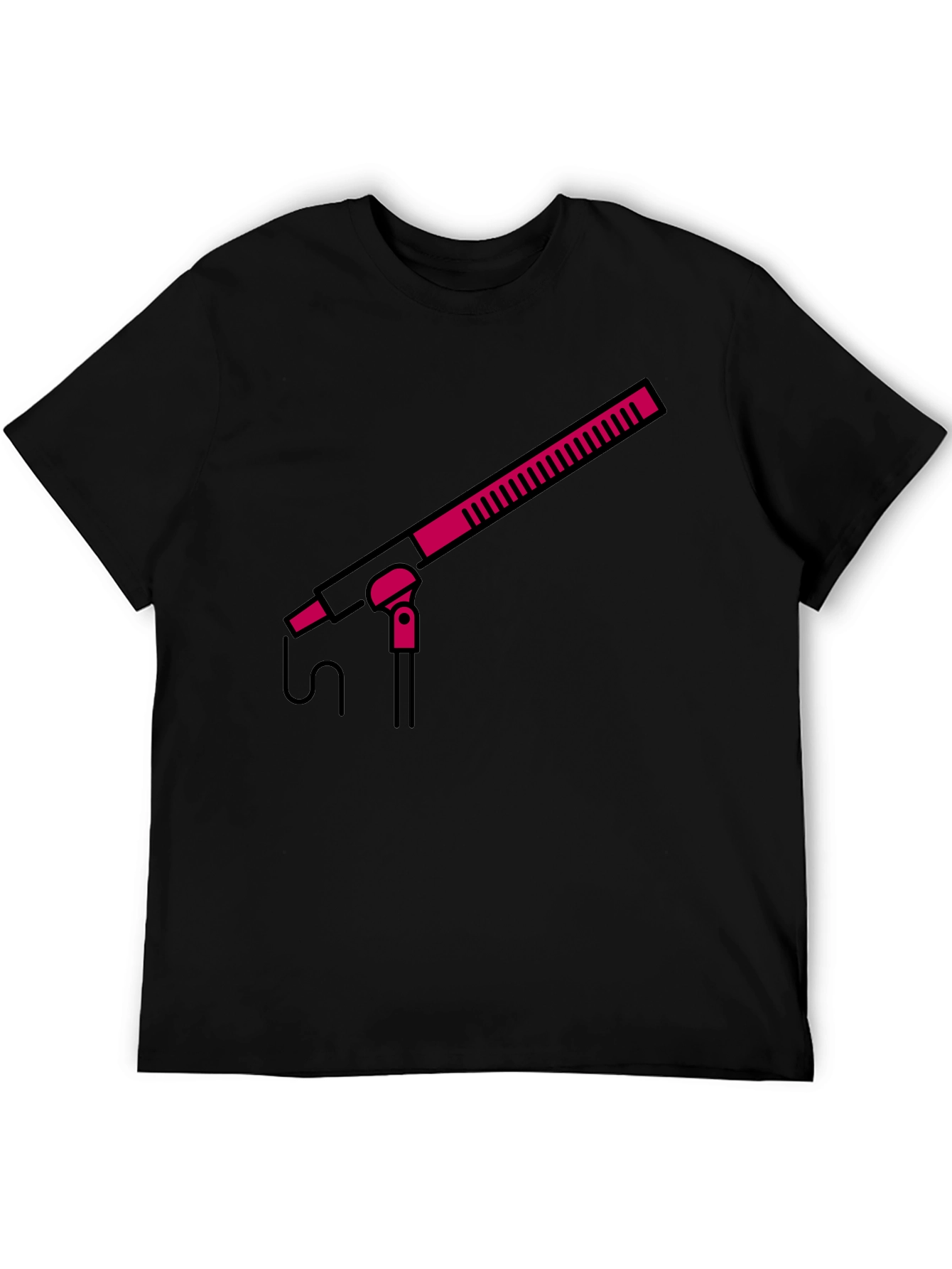 Boom Mic Graphic Tee - Black Crew Neck Shirt
