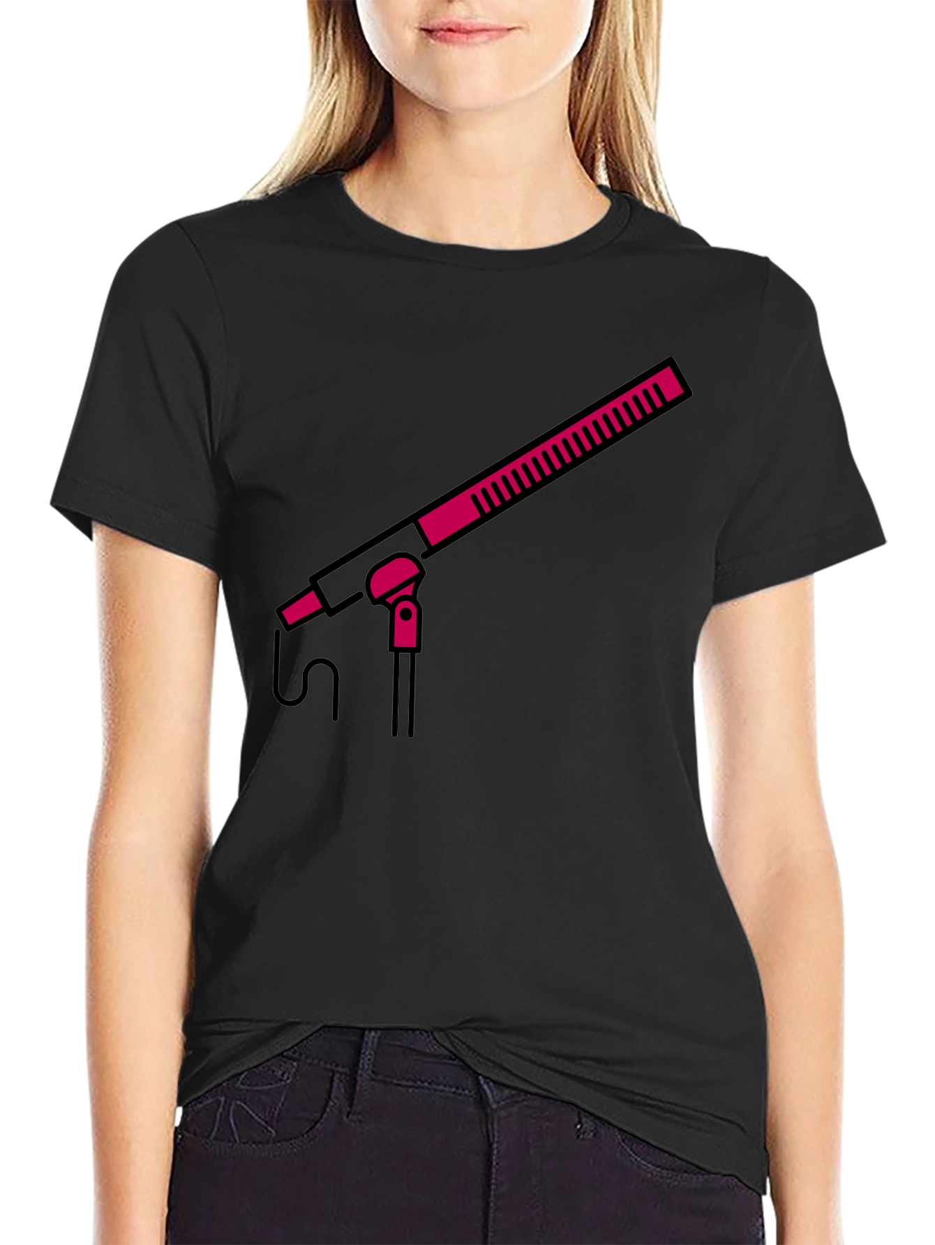 Boom Mic Graphic Tee - Black Crew Neck Shirt