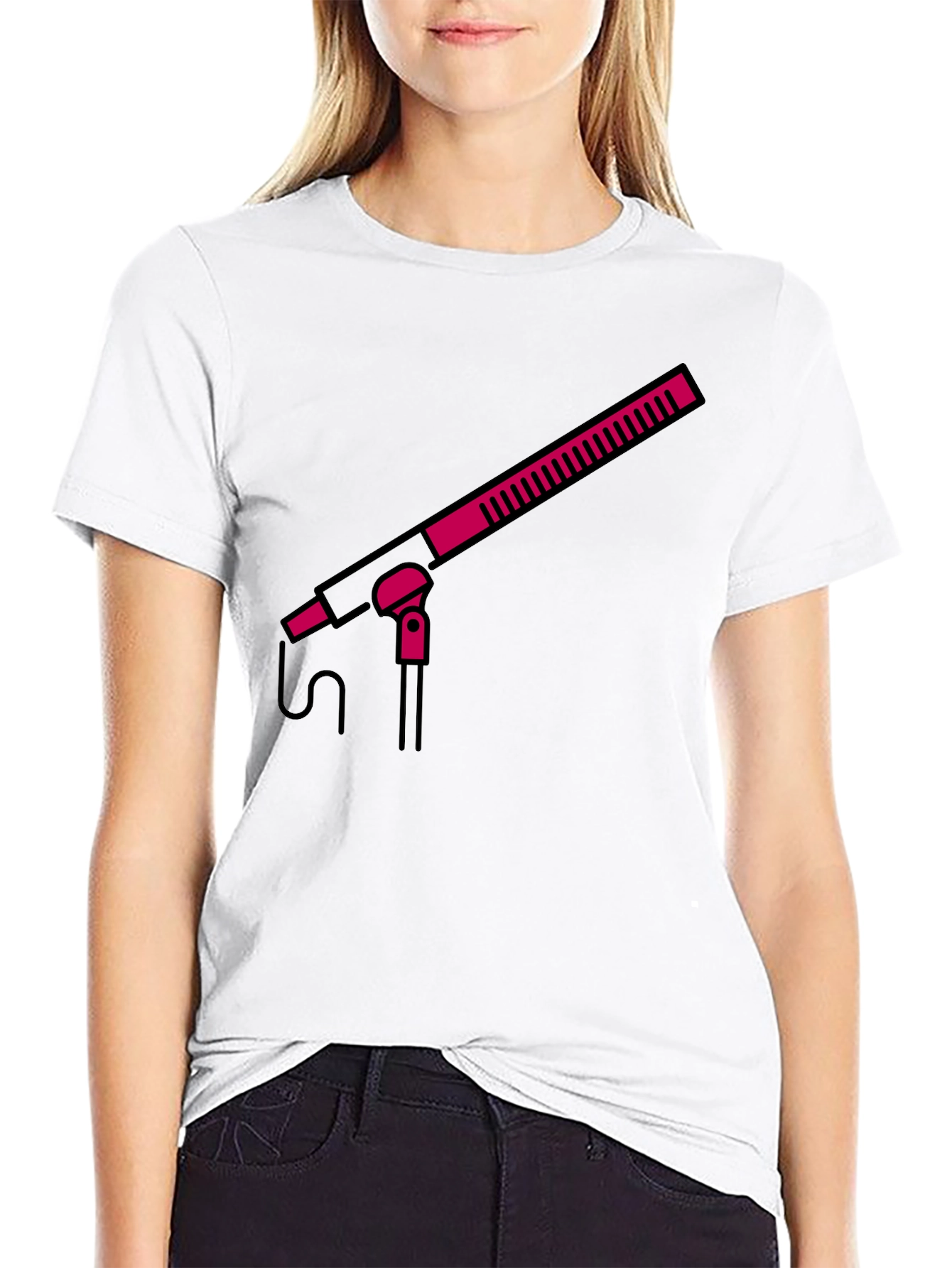 Boom Mic Graphic Tee - Black Crew Neck Shirt