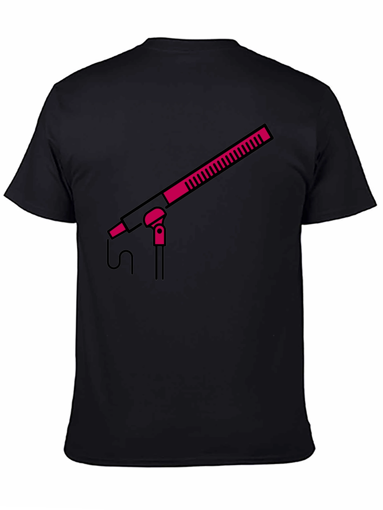 Boom Mic Graphic Tee - Black Crew Neck Shirt