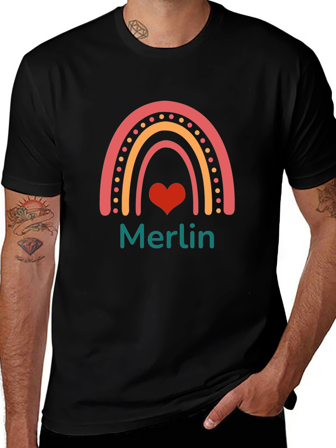 Rainbow Heart Merlin T-Shirt