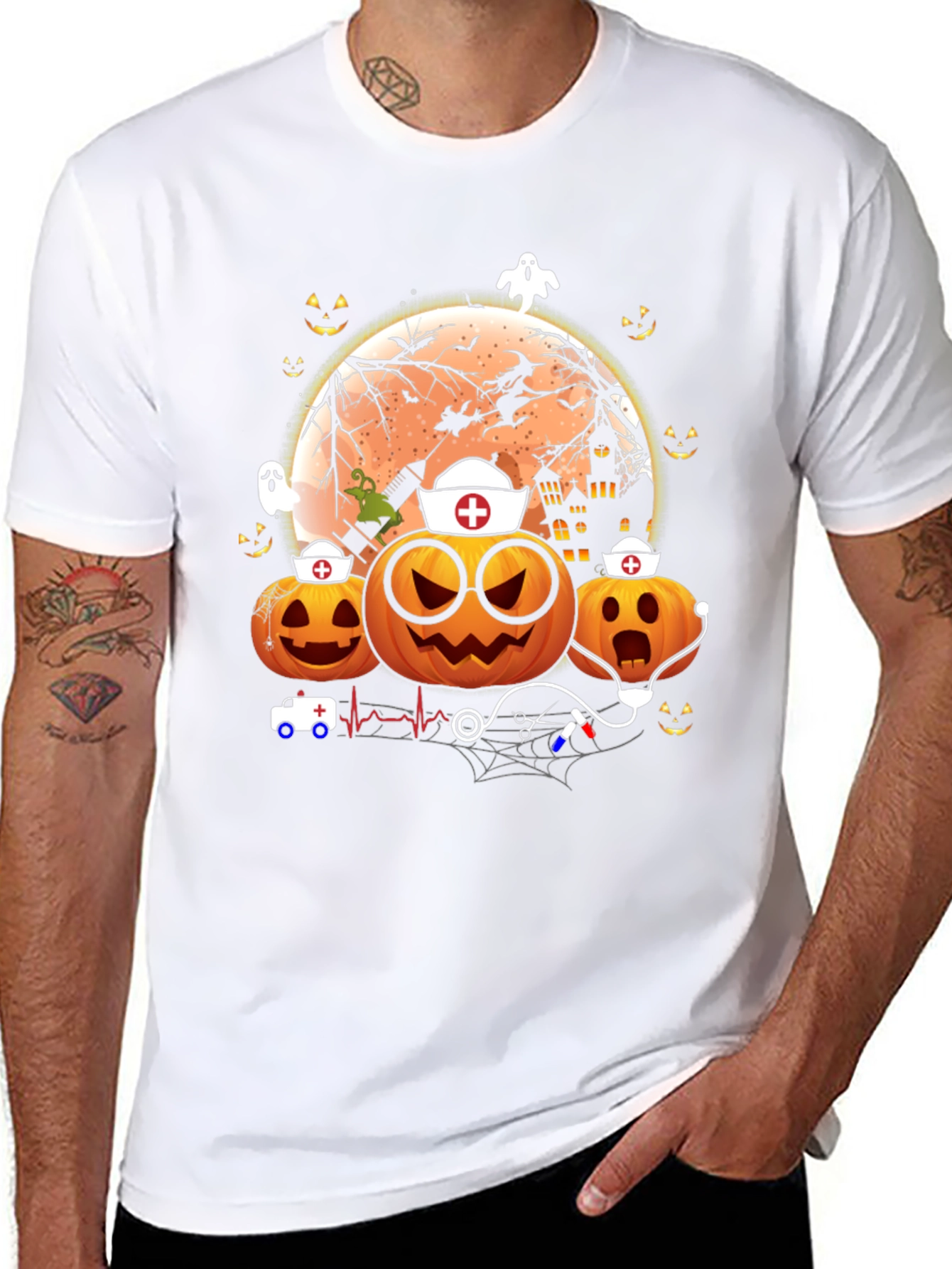 Halloween Nurse Pumpkin Graphic Tee