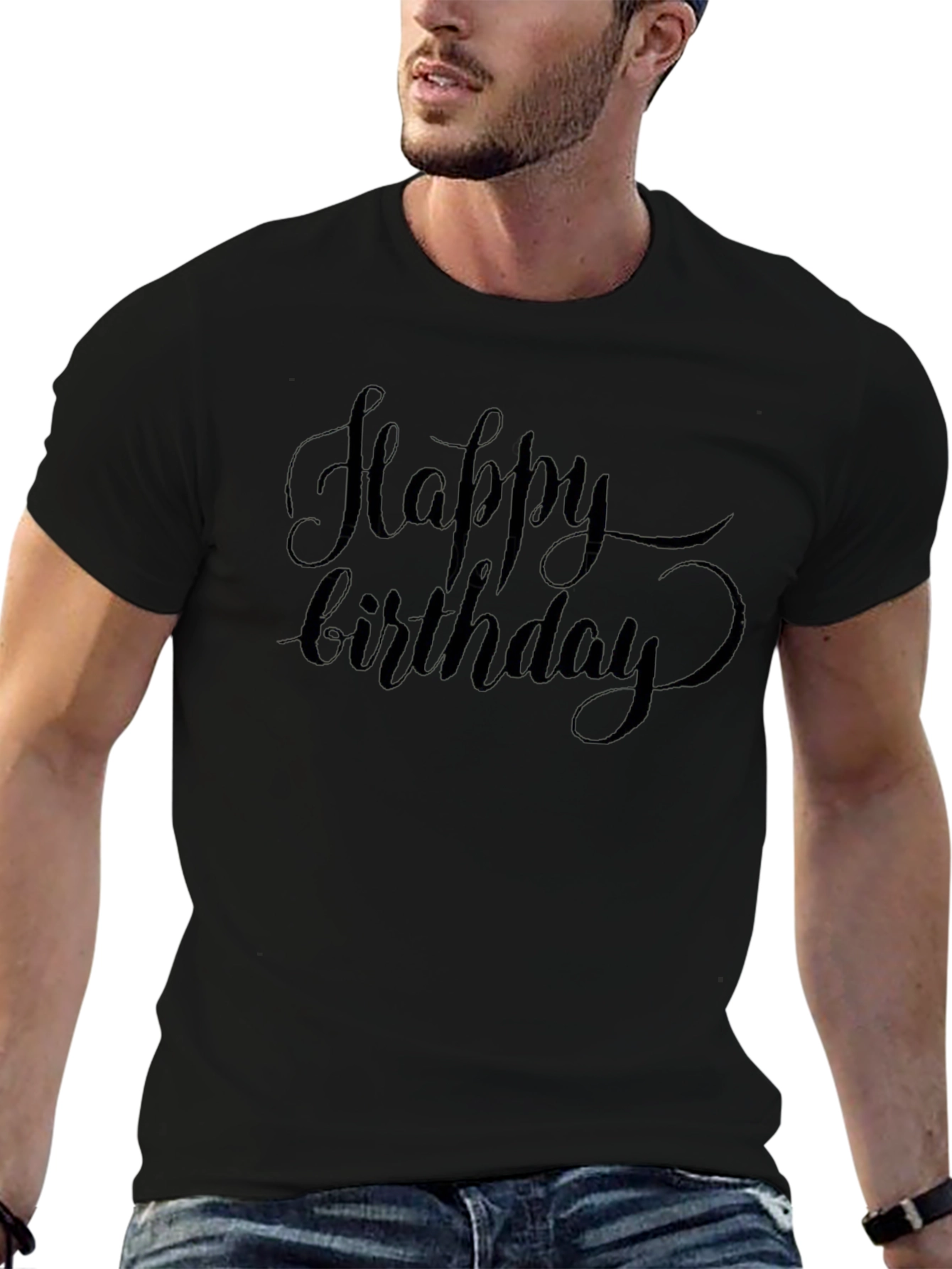 Happy Birthday Black Graphic T-Shirt