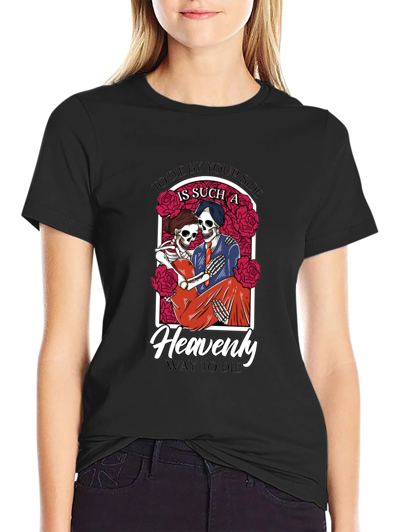 Die By Your Side Skeleton Couple Graphic T-Shirt