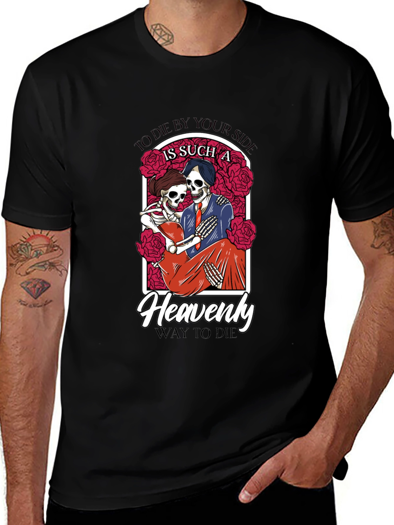 Die By Your Side Skeleton Couple Graphic T-Shirt