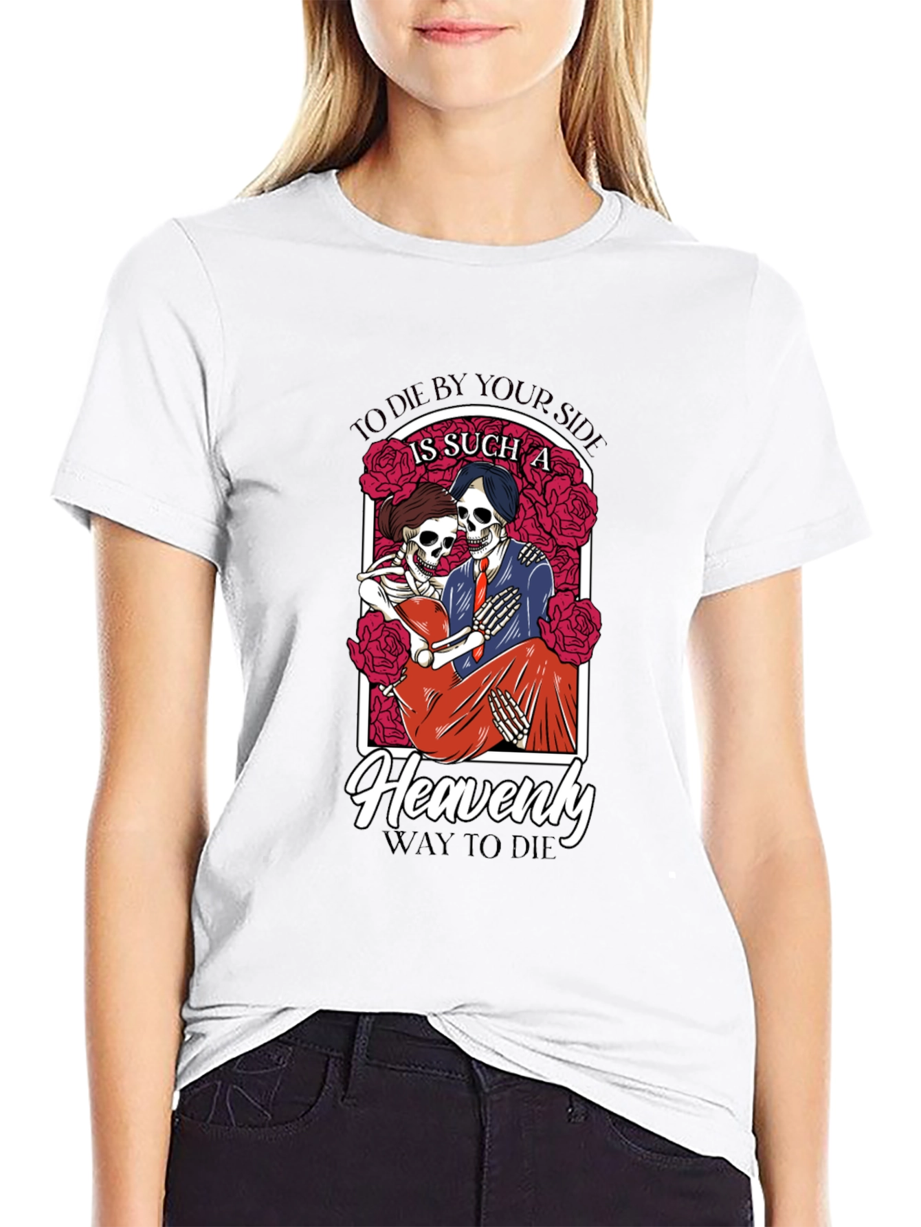 Die By Your Side Skeleton Couple Graphic T-Shirt