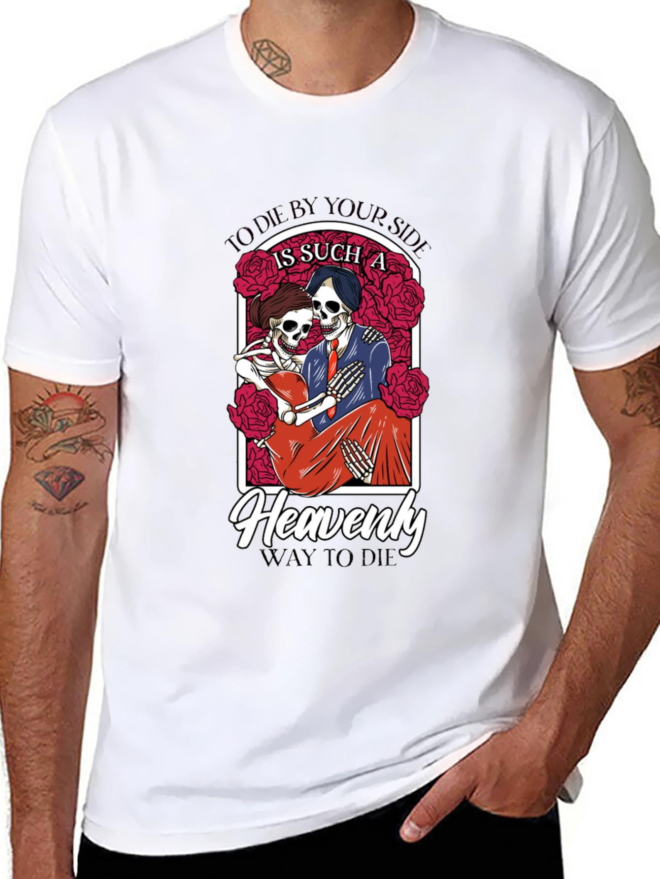 Die By Your Side Skeleton Couple Graphic T-Shirt