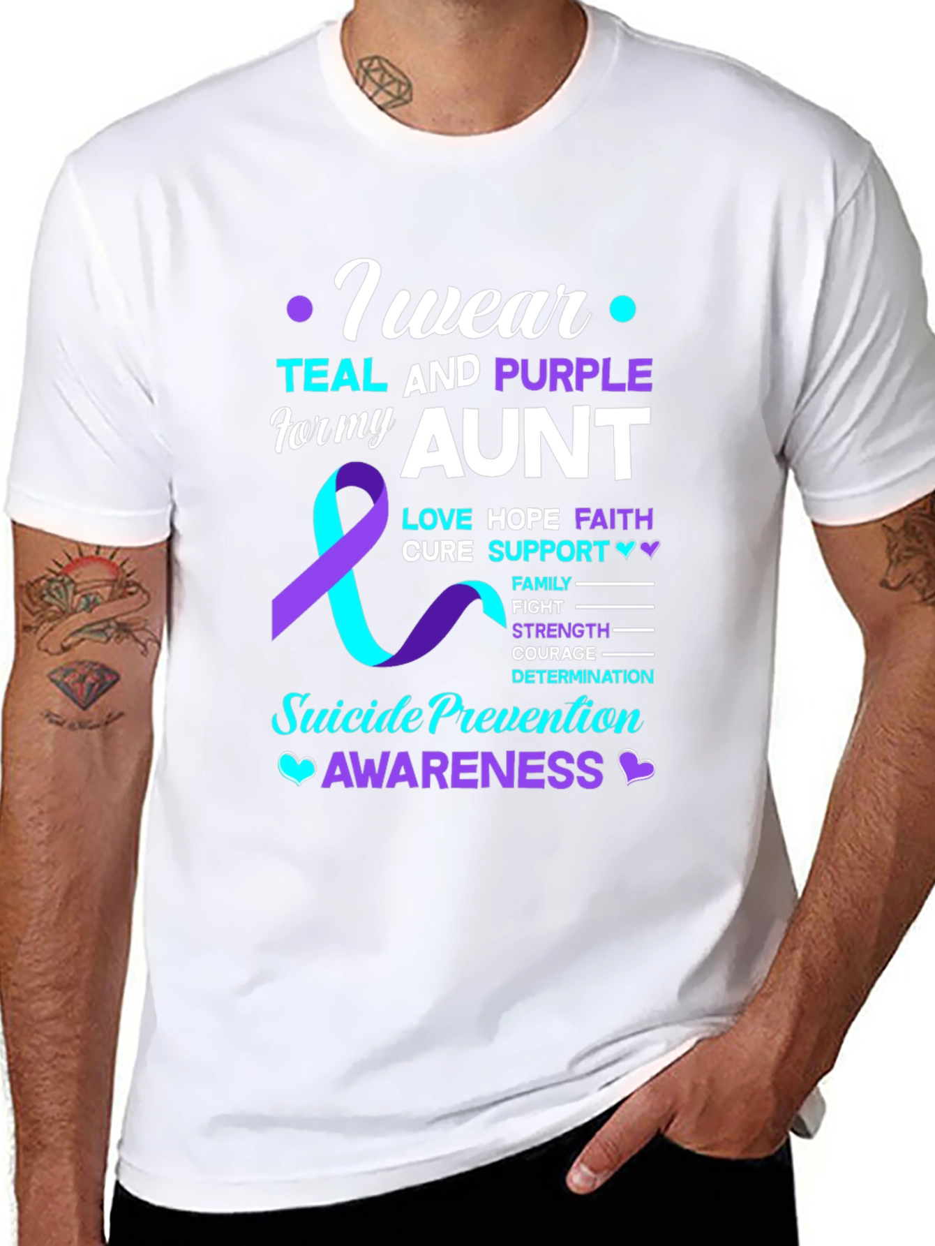 Teal and Purple Aunt Suicide Awareness T-Shirt