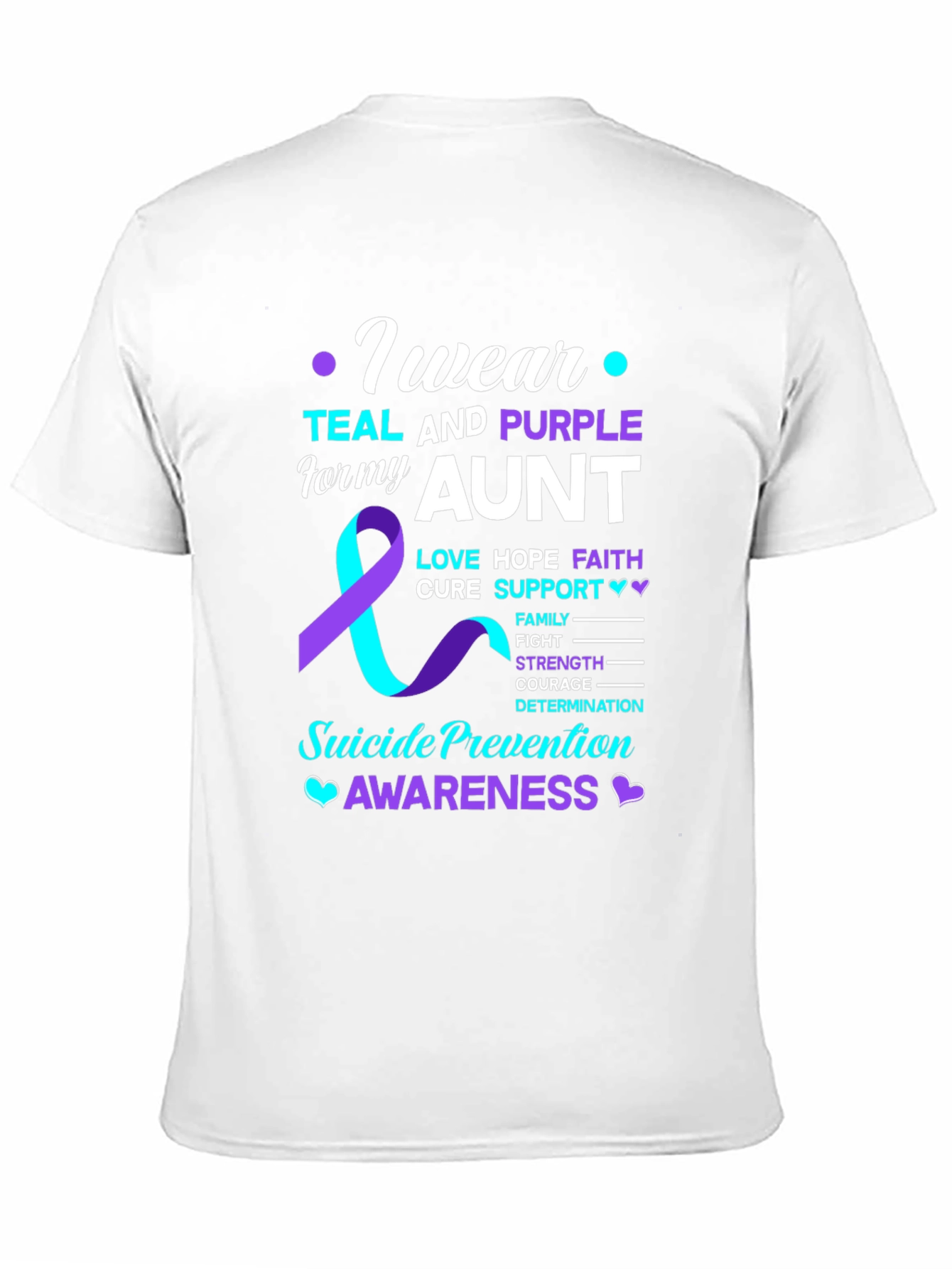 Teal and Purple Aunt Suicide Awareness T-Shirt