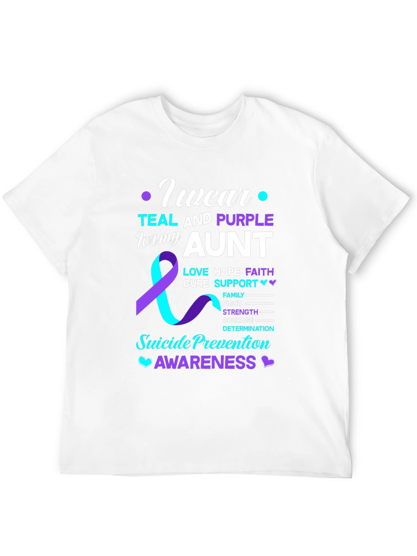 Teal and Purple Aunt Suicide Awareness T-Shirt