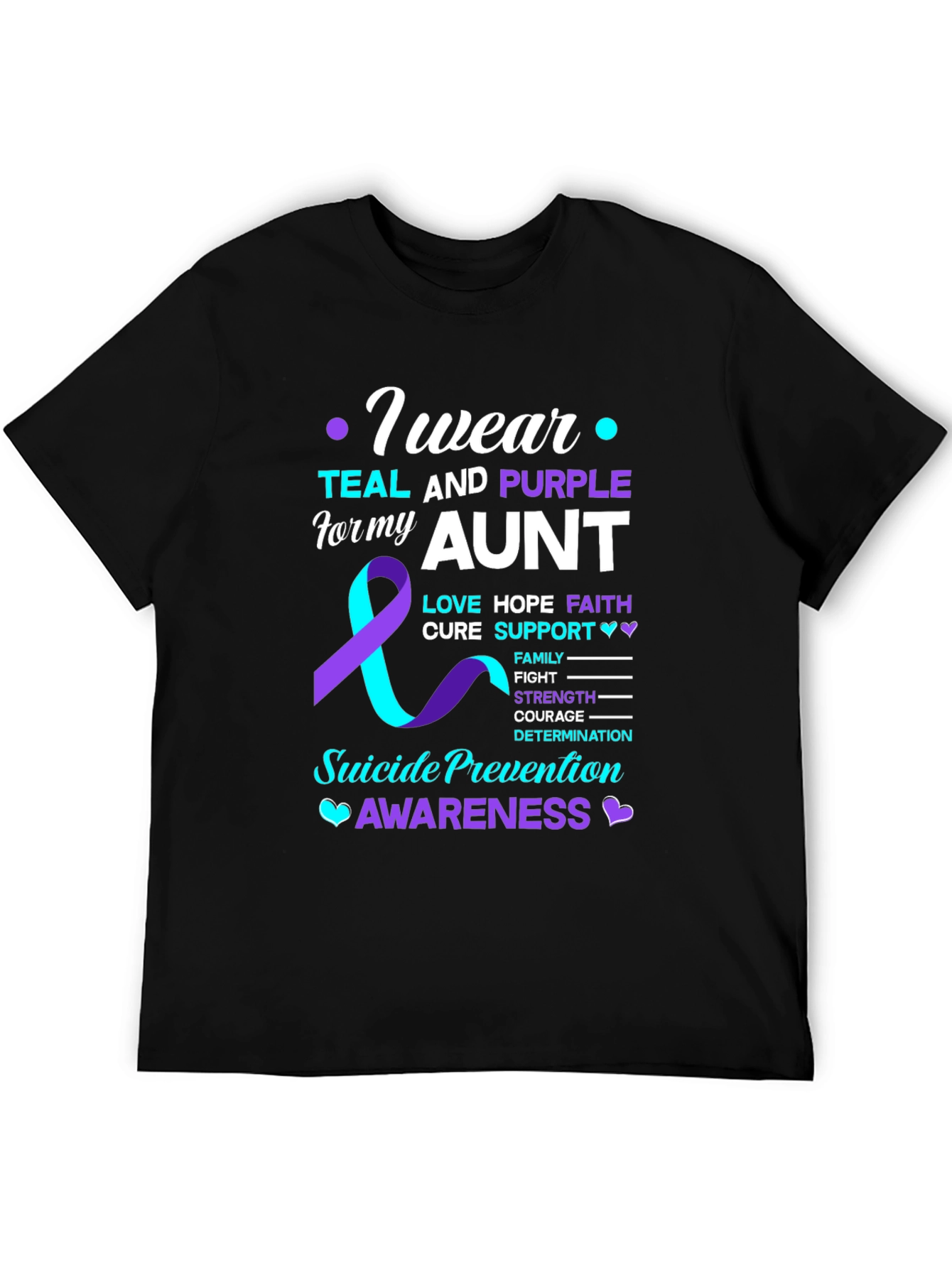 Teal and Purple Aunt Suicide Awareness T-Shirt