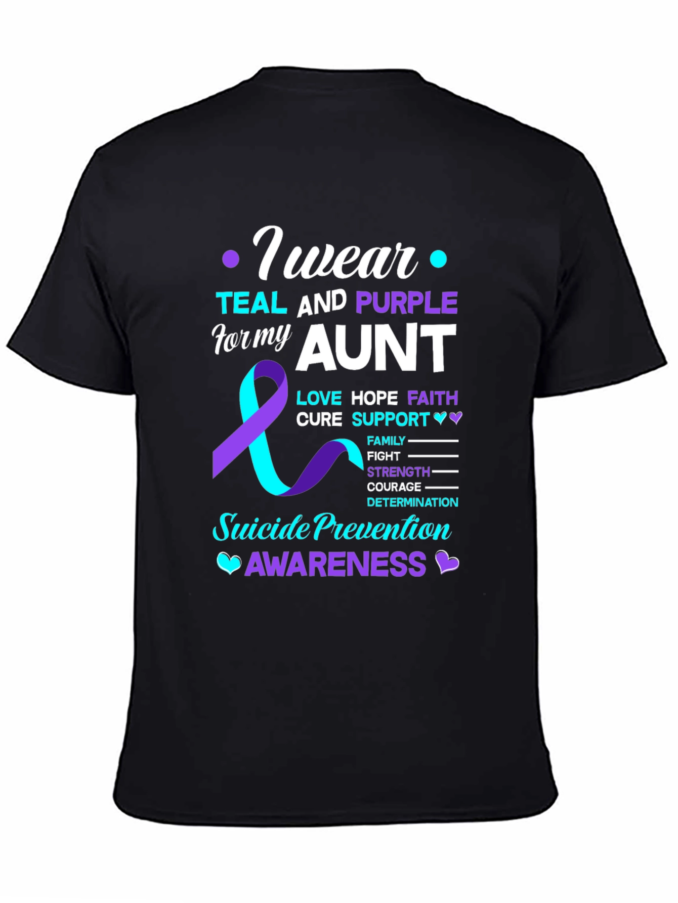 Teal and Purple Aunt Suicide Awareness T-Shirt