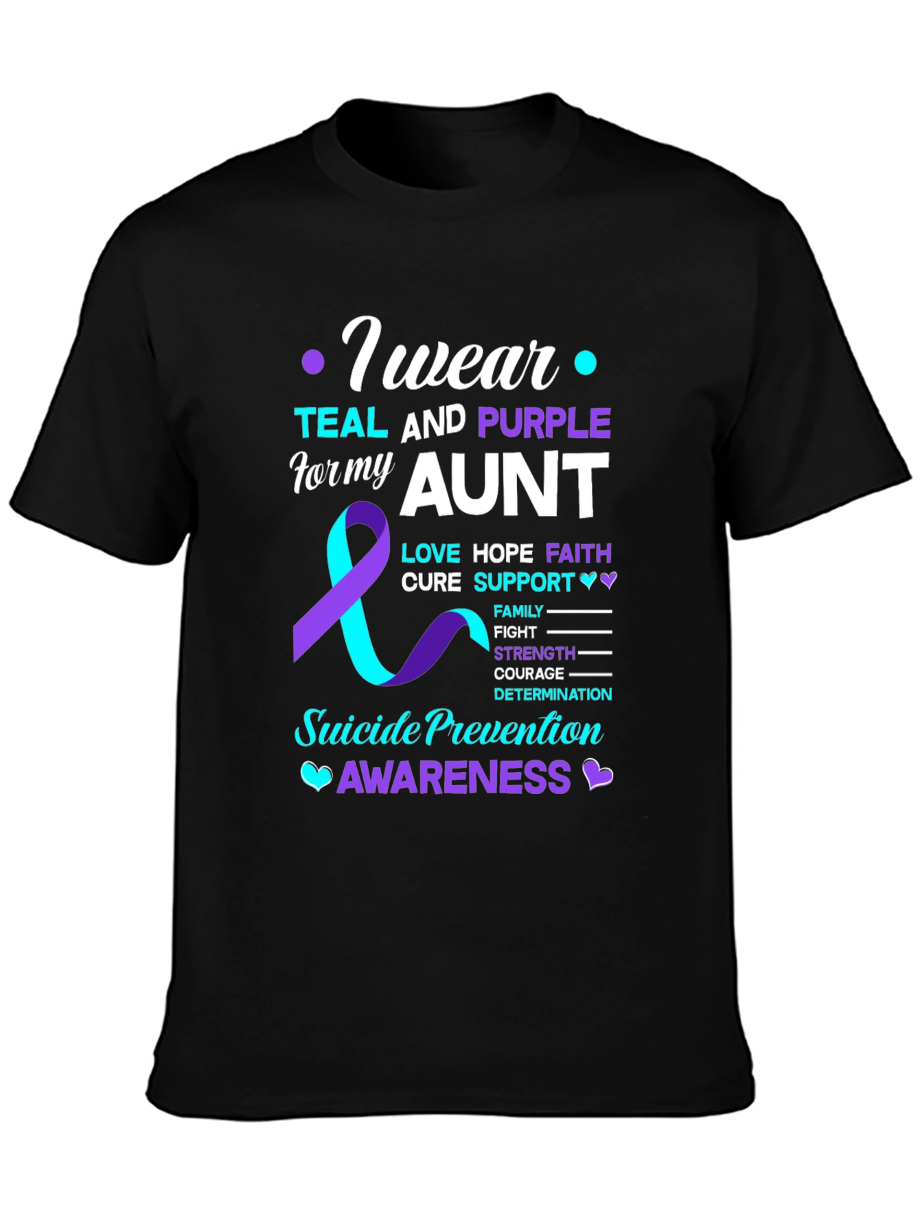 Teal and Purple Aunt Suicide Awareness T-Shirt