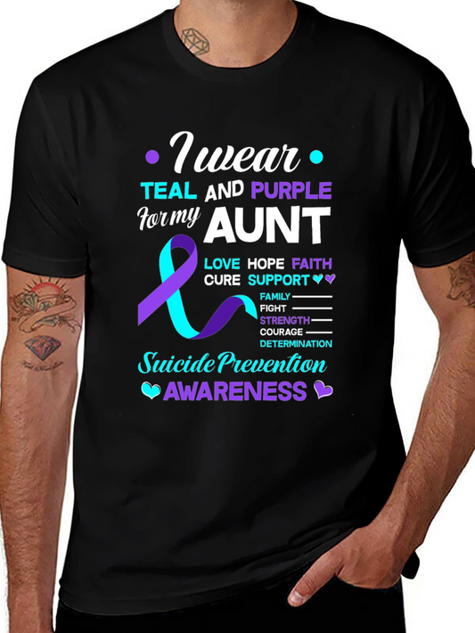 Teal and Purple Aunt Suicide Awareness T-Shirt
