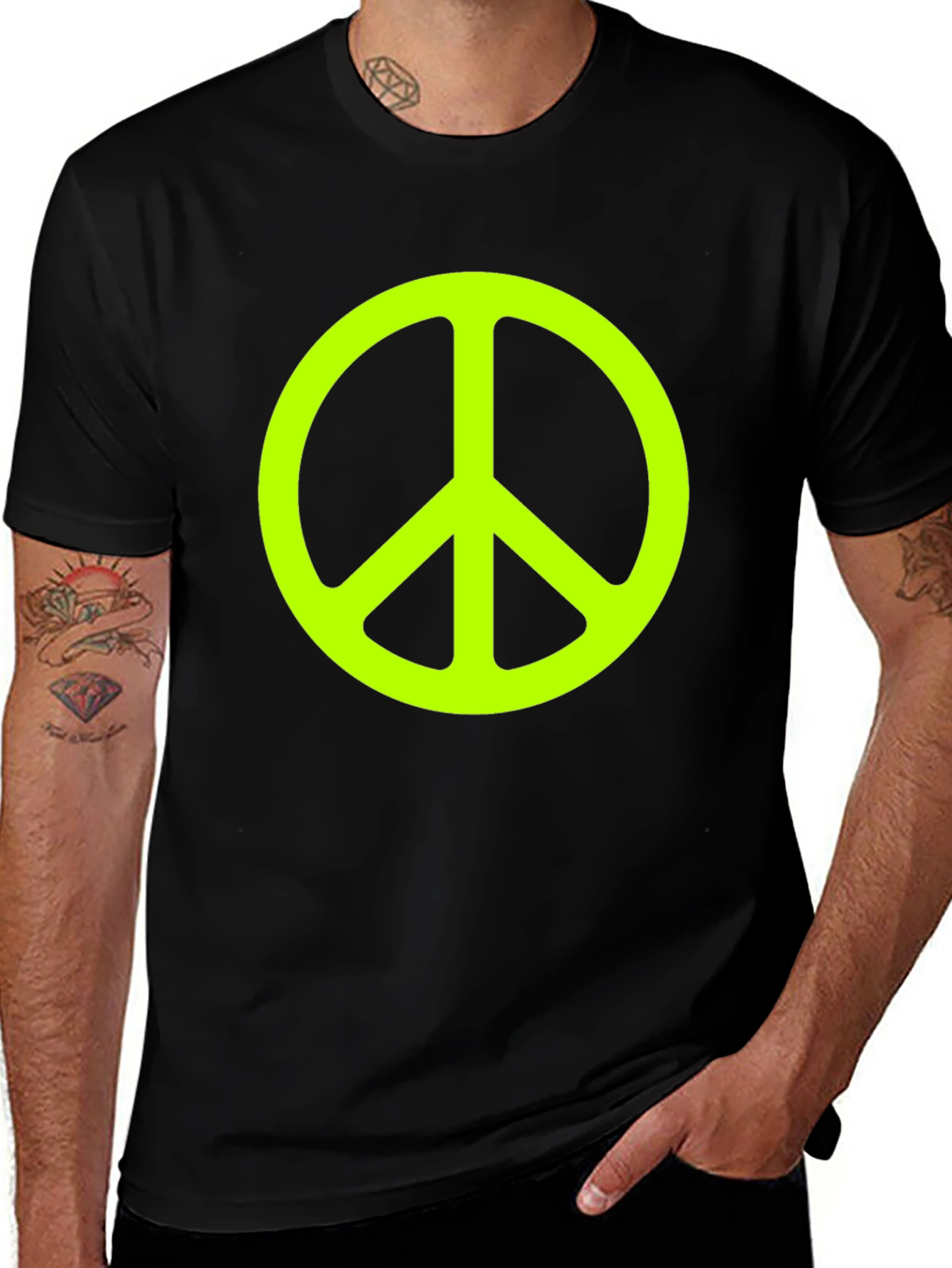 Peace Sign Graphic Tee - Black