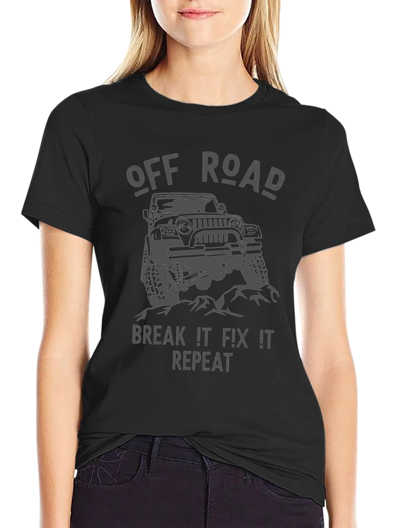 Off Road Break It Fix It Repeat Black T-Shirt