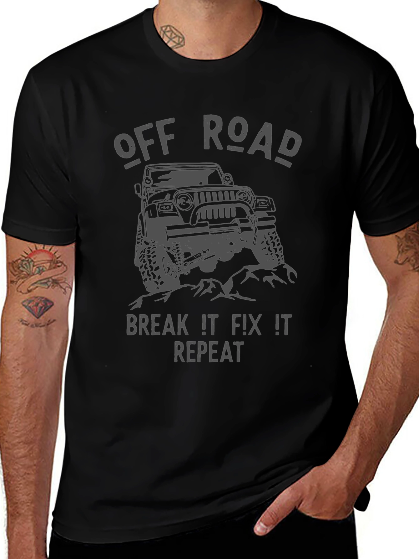 Off Road Break It Fix It Repeat Black T-Shirt