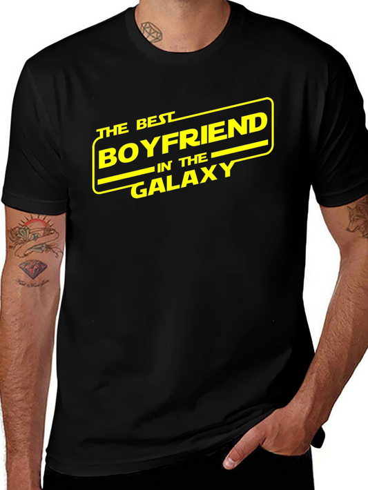 Best Boyfriend in the Galaxy Tee - Black Graphic T-Shirt