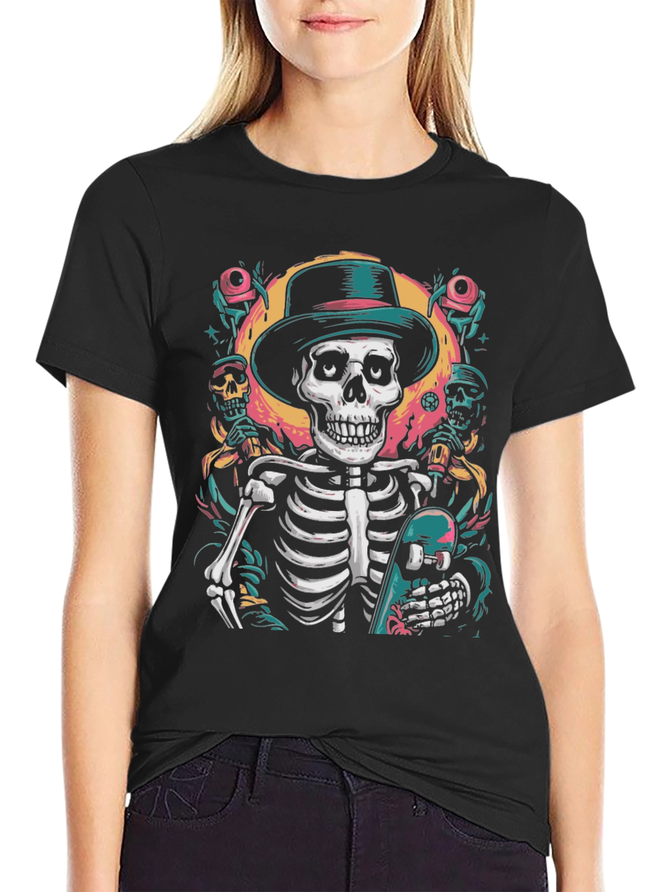 Skateboarding Skeleton T-Shirt - Cool Graphic Tee