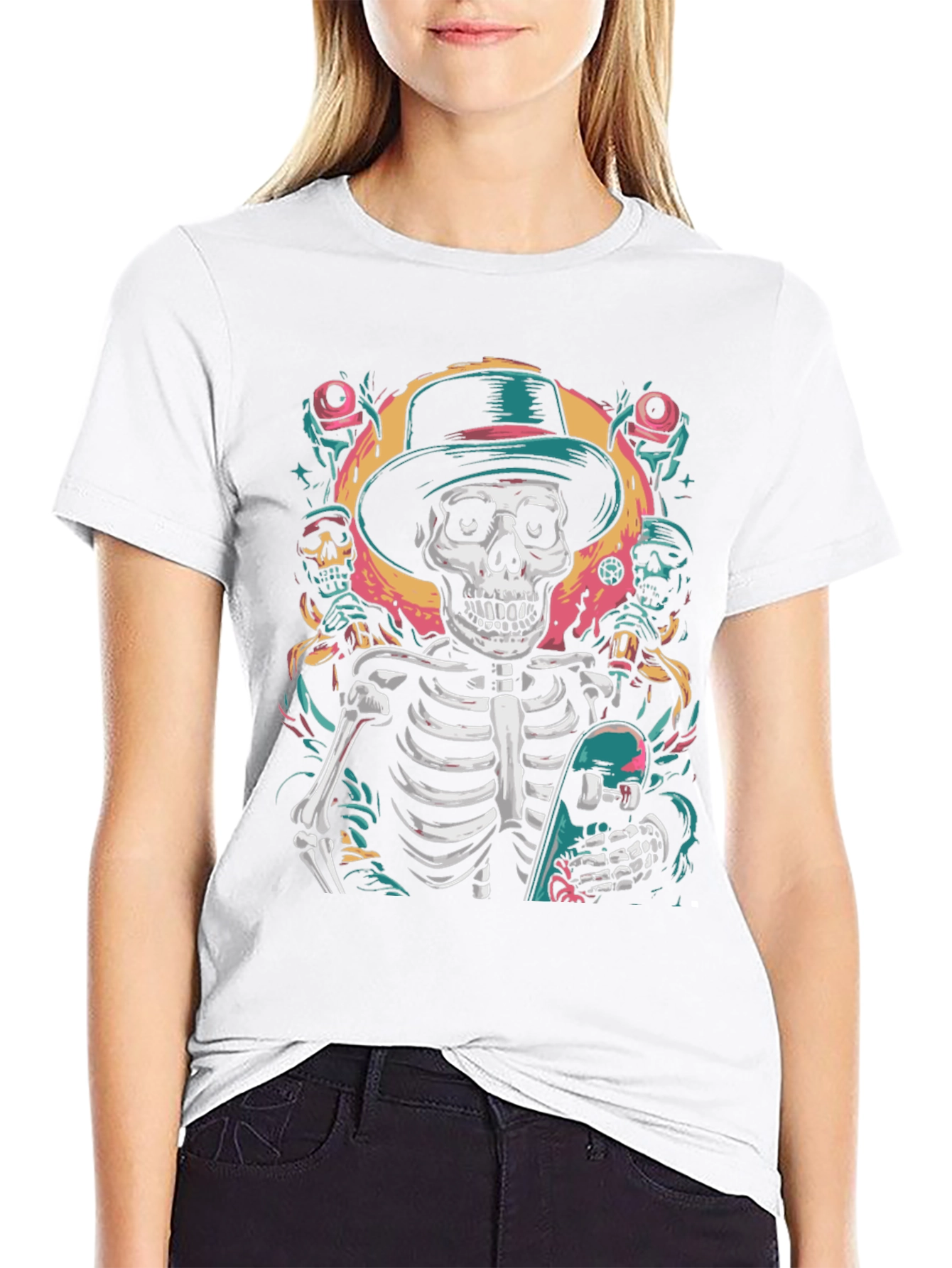 Skateboarding Skeleton T-Shirt - Cool Graphic Tee