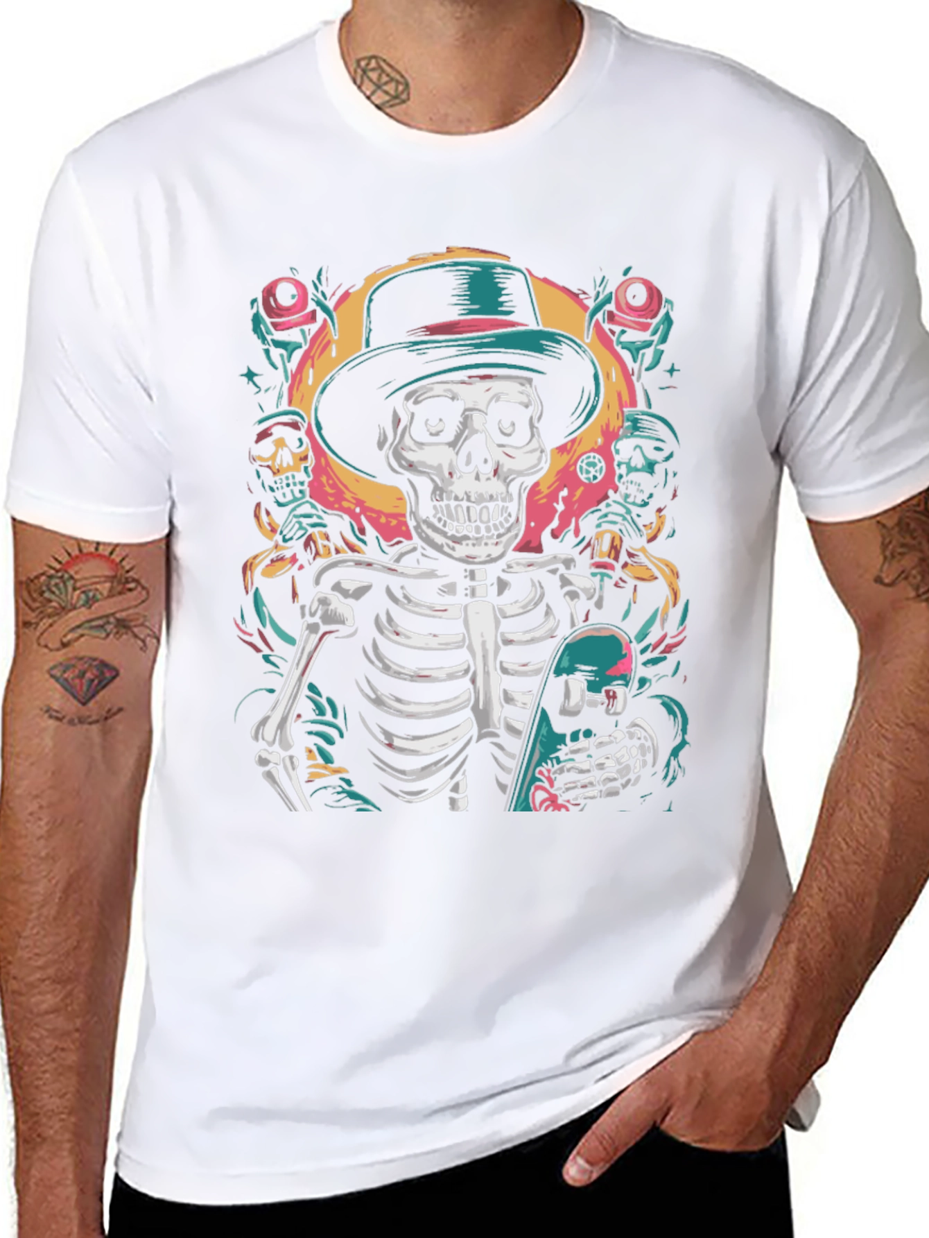 Skateboarding Skeleton T-Shirt - Cool Graphic Tee