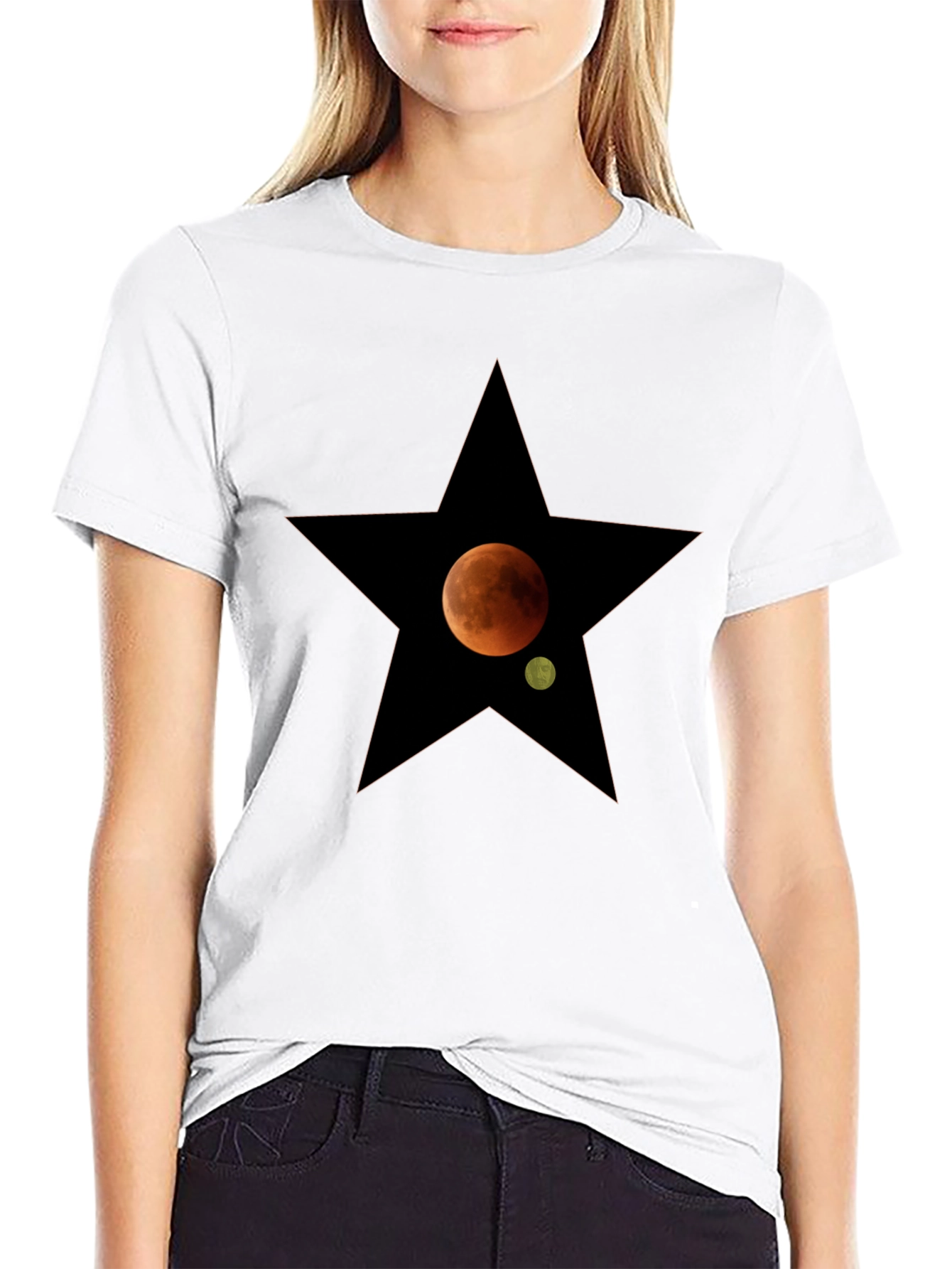 Starry Moon Mens Black T-Shirt