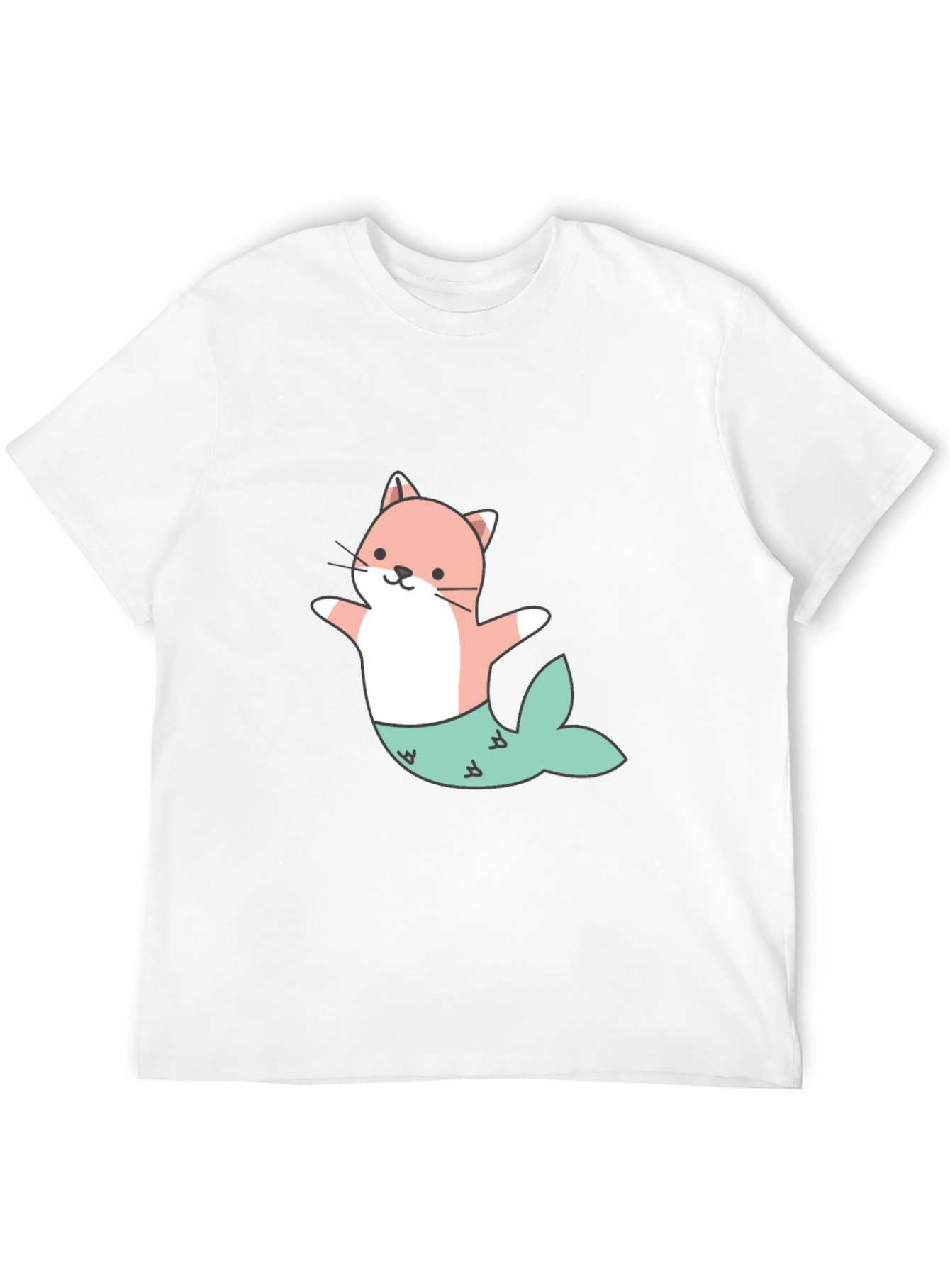 Cute Cat Mermaid Graphic Tee - Black Unisex T-Shirt