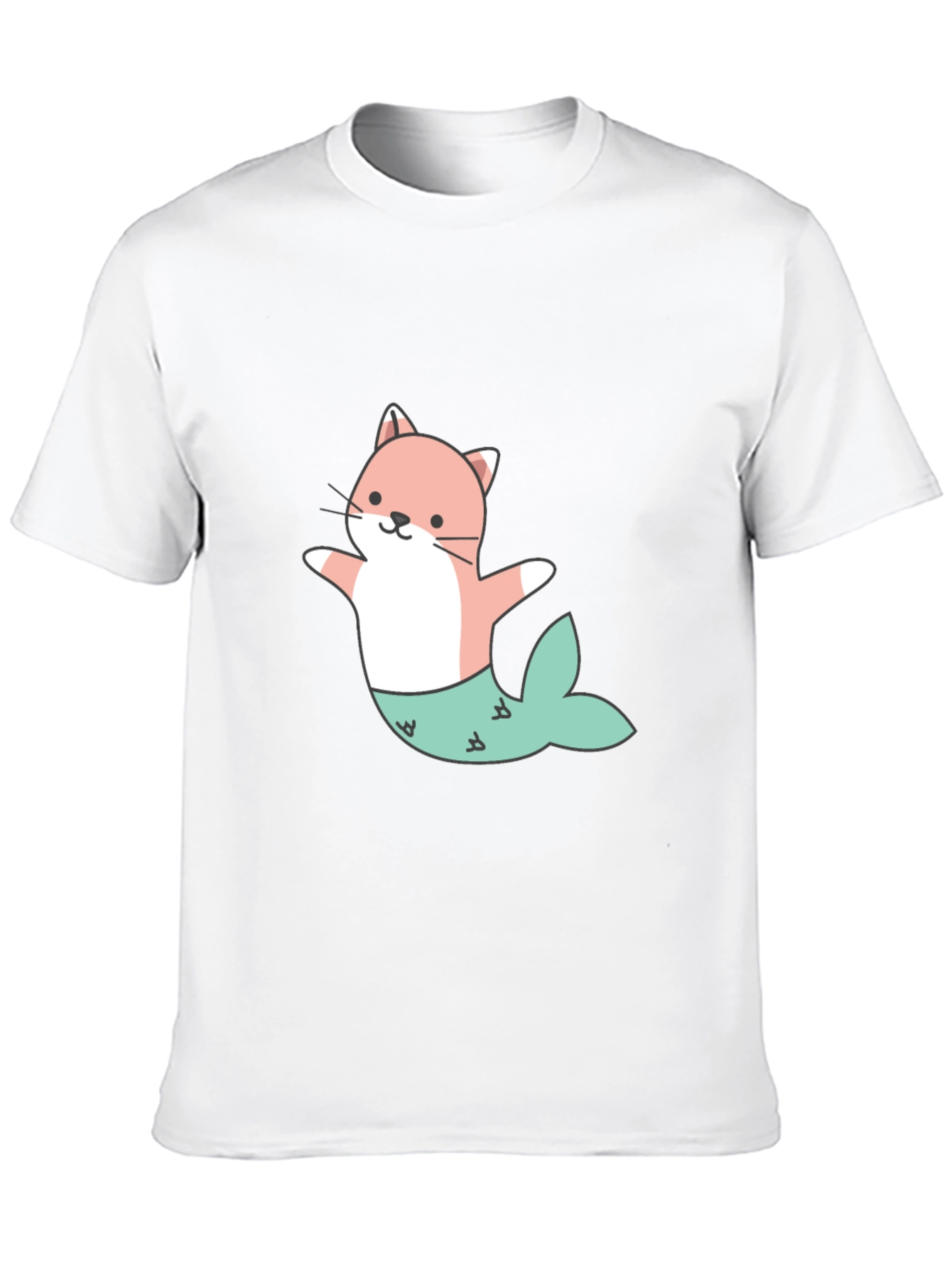 Cute Cat Mermaid Graphic Tee - Black Unisex T-Shirt
