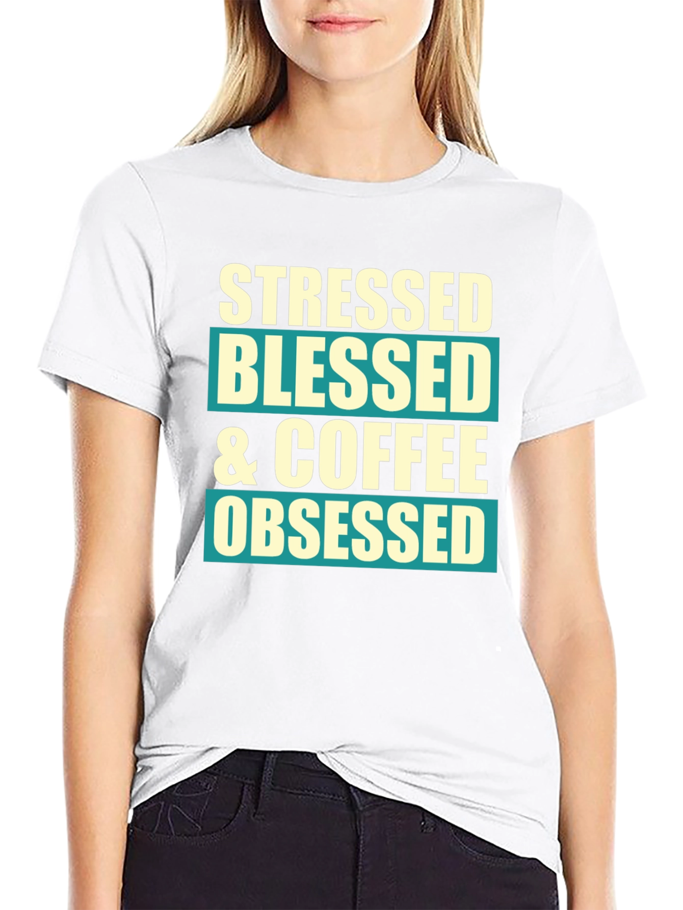 Stressed Blessed & Coffee Obsessed Graphic T-Shirt