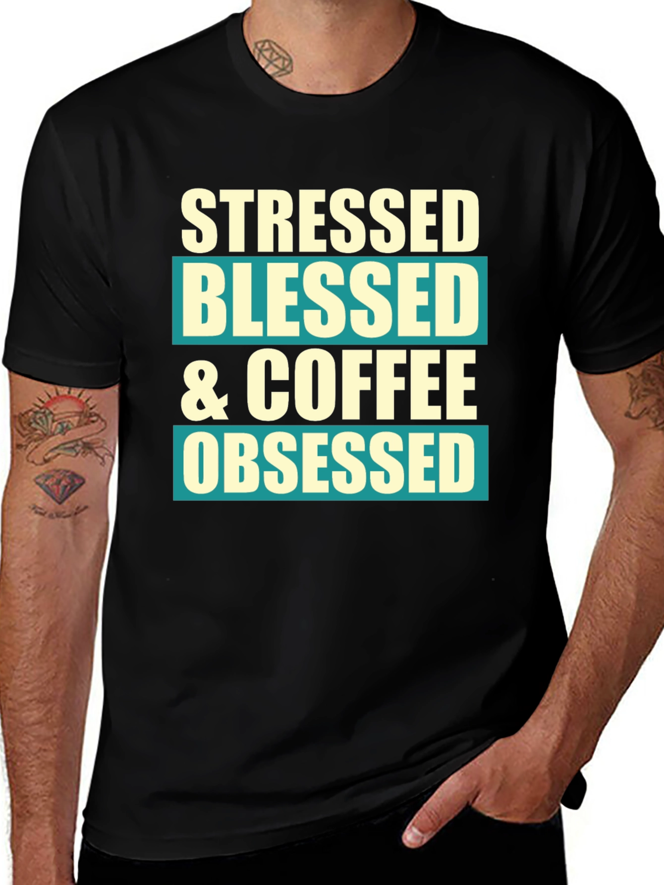 Stressed Blessed & Coffee Obsessed Graphic T-Shirt