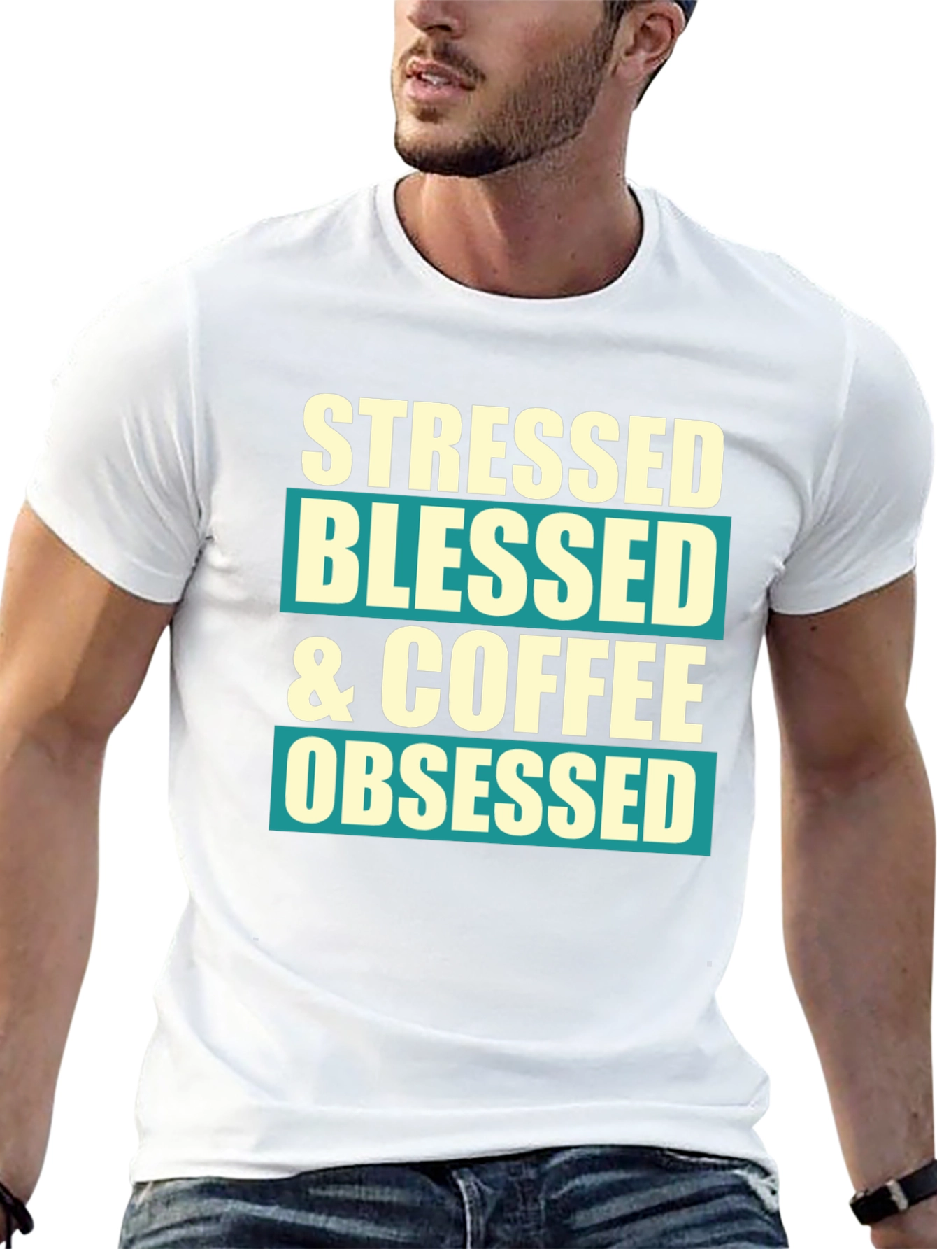 Stressed Blessed & Coffee Obsessed Graphic T-Shirt