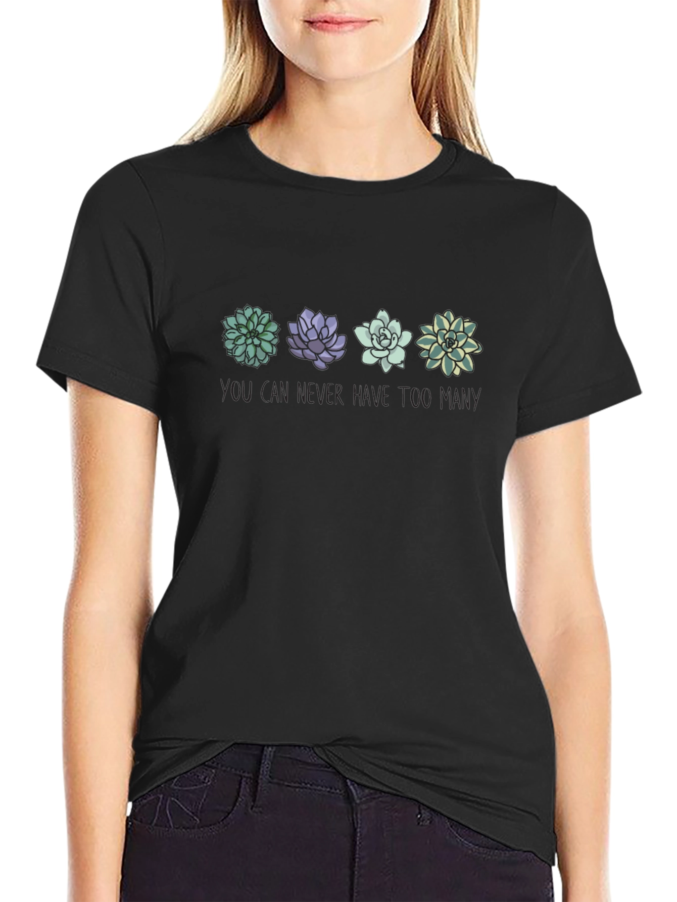 Succulent Plant Lover Black Tee