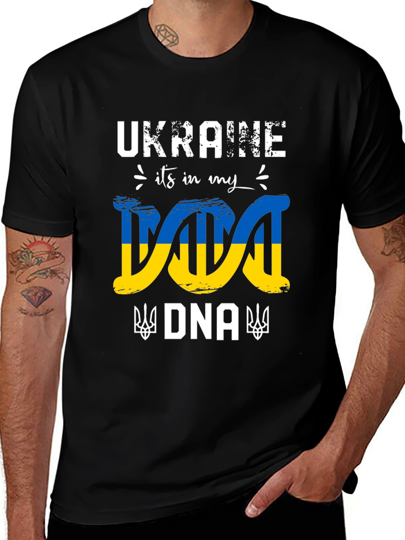 Ukraine DNA Flag Graphic T-Shirt - Stand With Ukraine