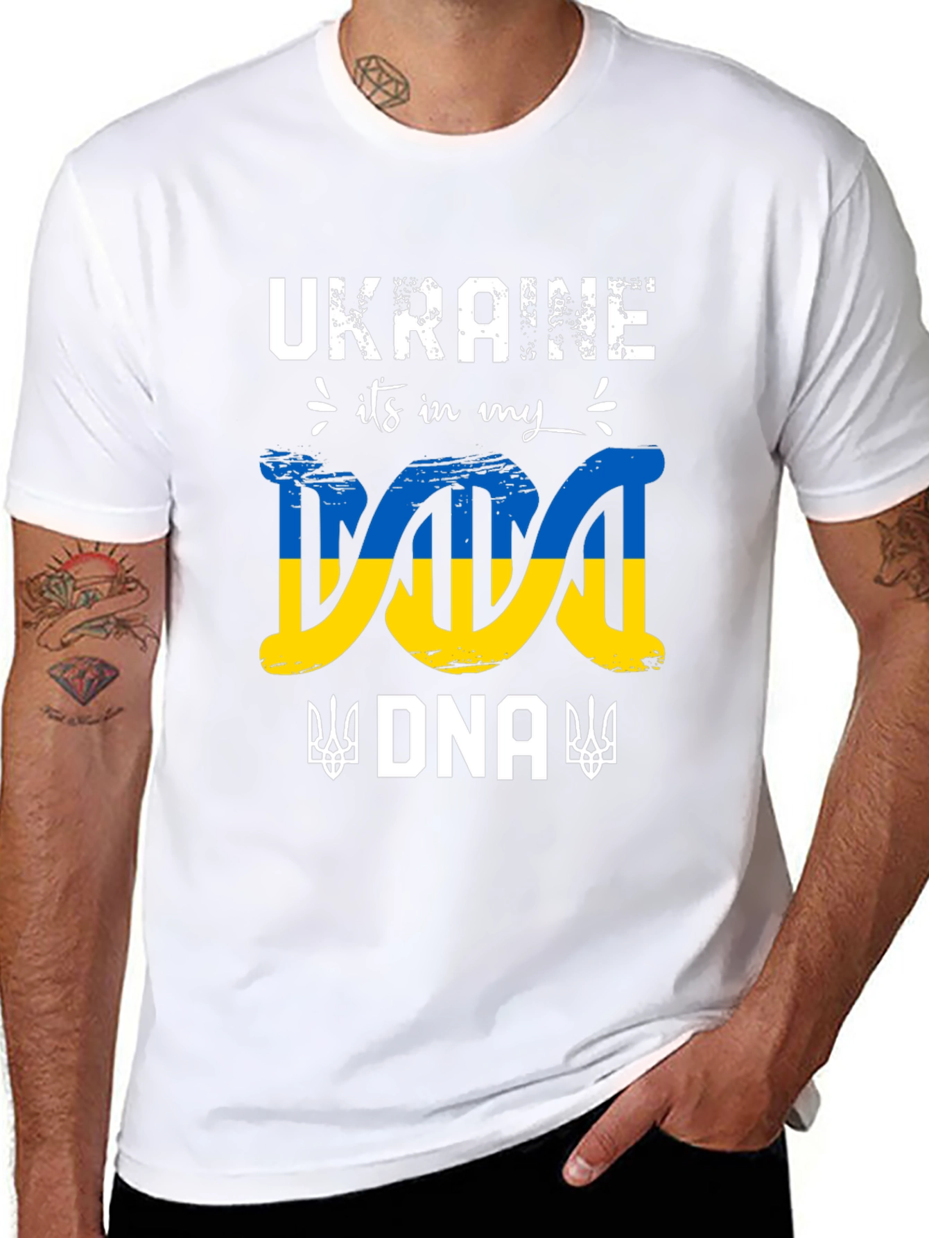 Ukraine DNA Flag Graphic T-Shirt - Stand With Ukraine
