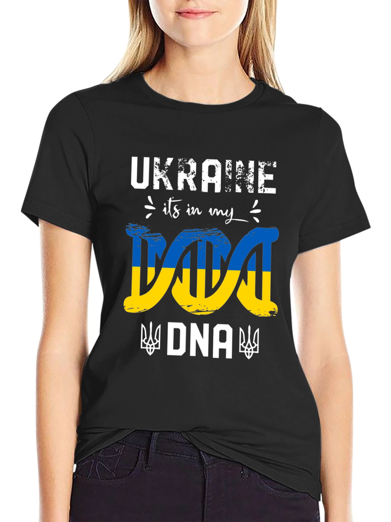 Ukraine DNA Flag Graphic T-Shirt - Stand With Ukraine