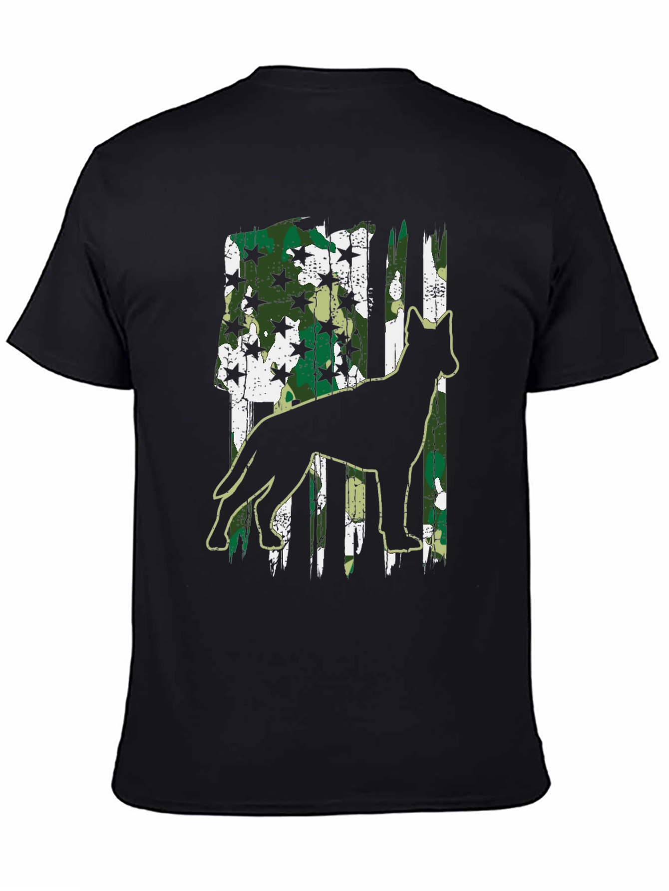 Camo Dog Graphic Tee - Patriotic Style!
