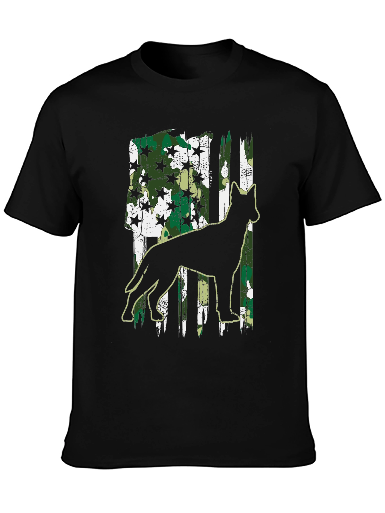 Camo Dog Graphic Tee - Patriotic Style!