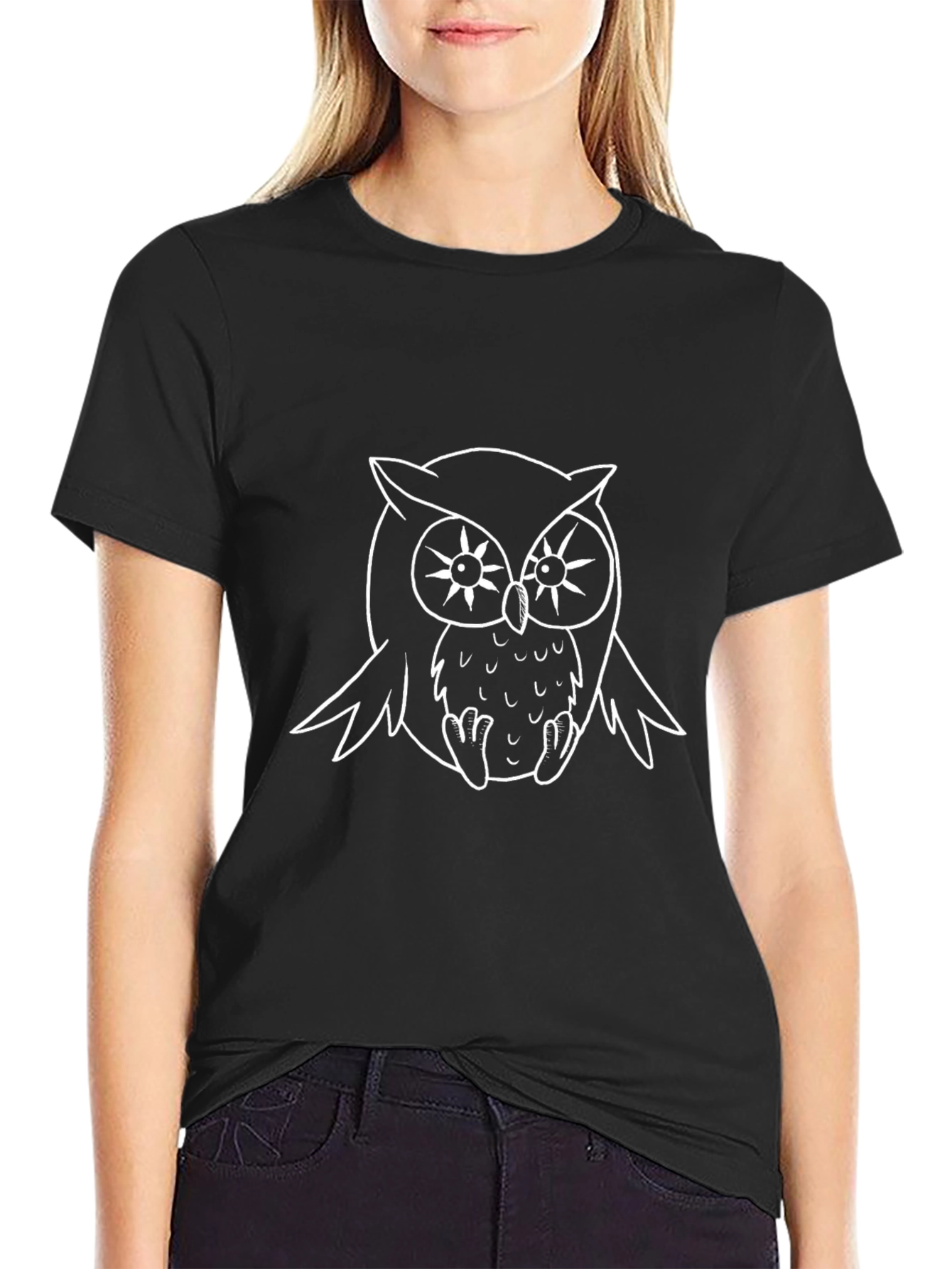 Cool Owl Graphic Black T-Shirt