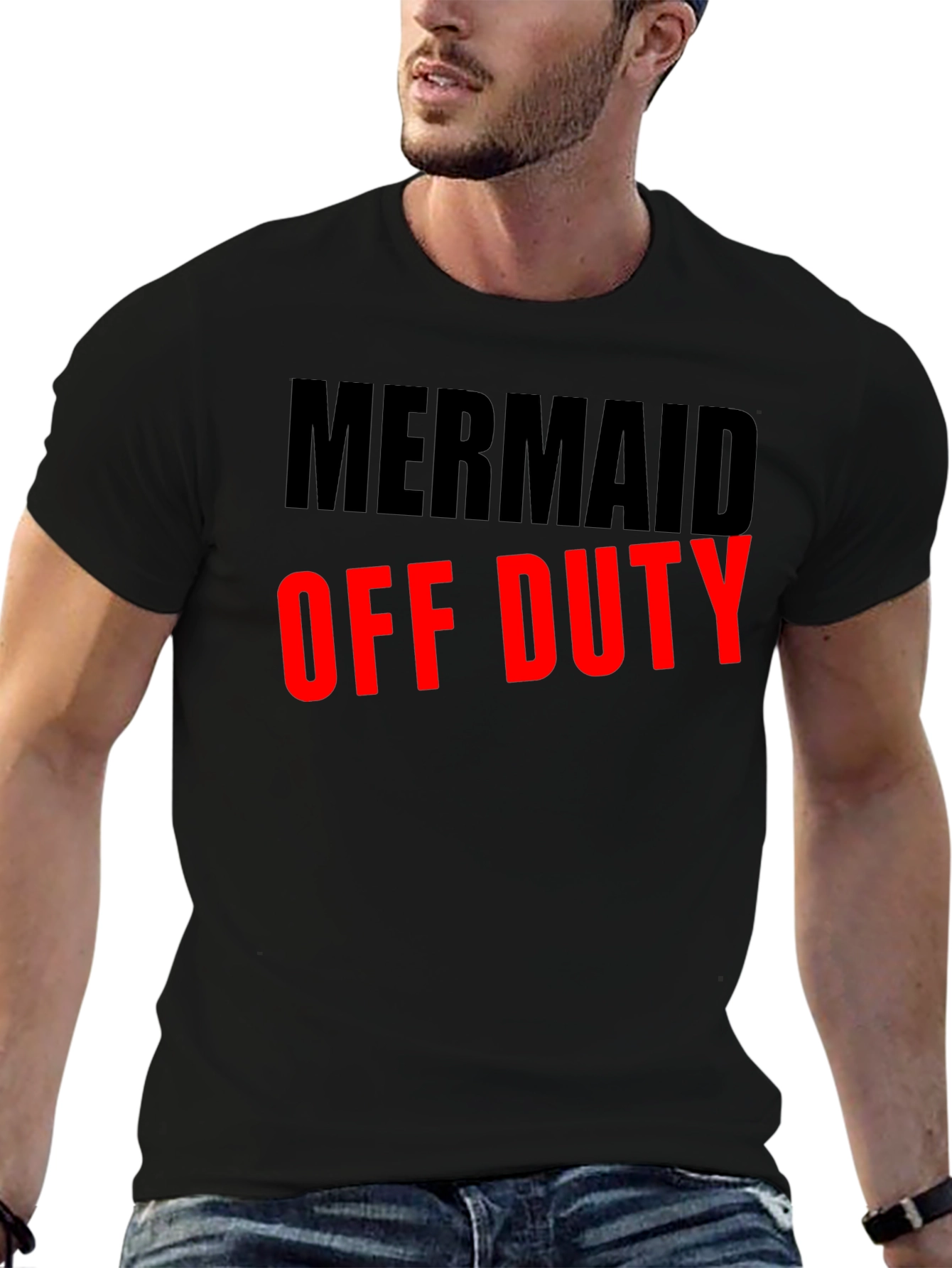 Mermaid Off Duty Black Graphic T-Shirt