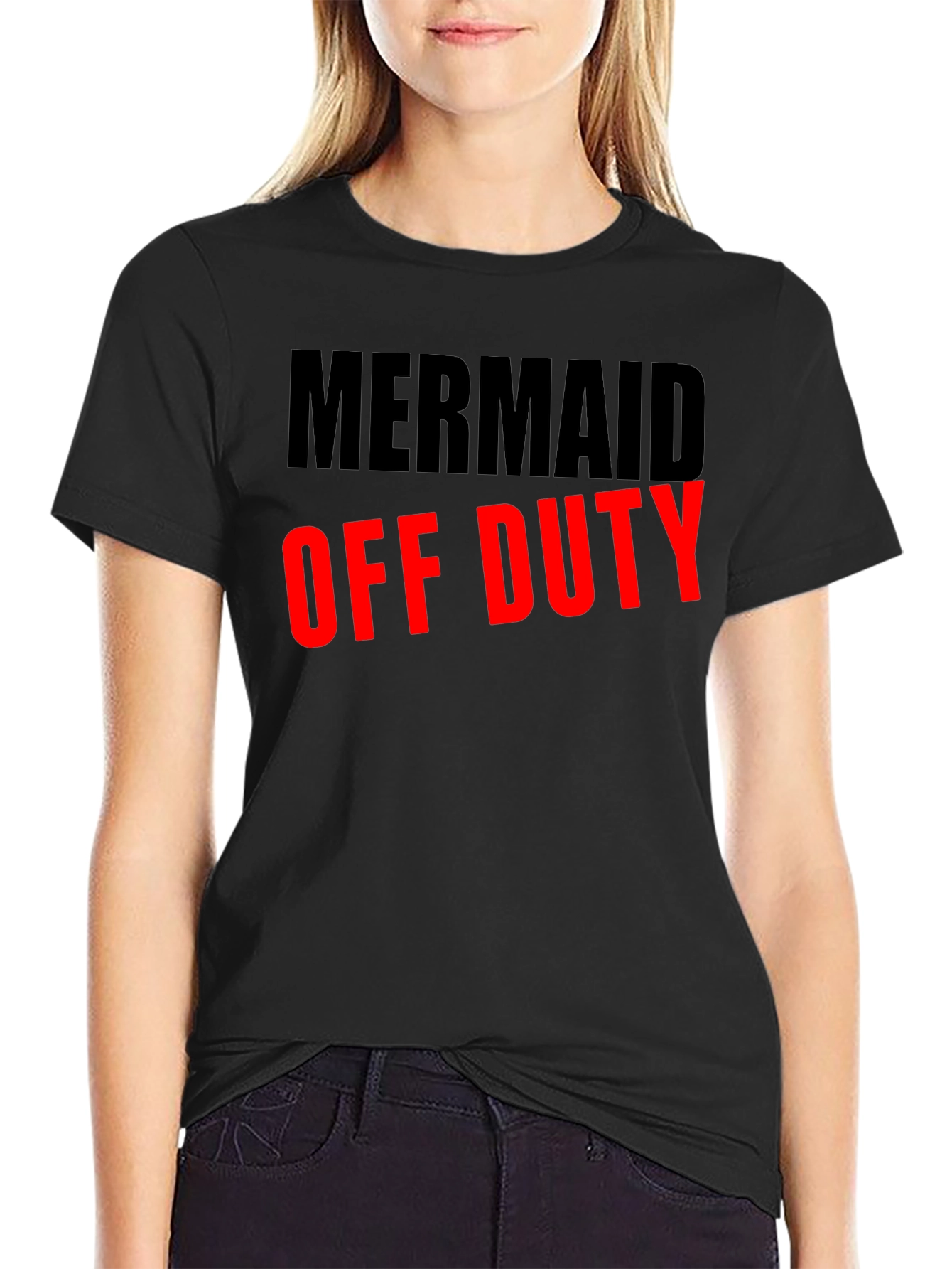 Mermaid Off Duty Black Graphic T-Shirt