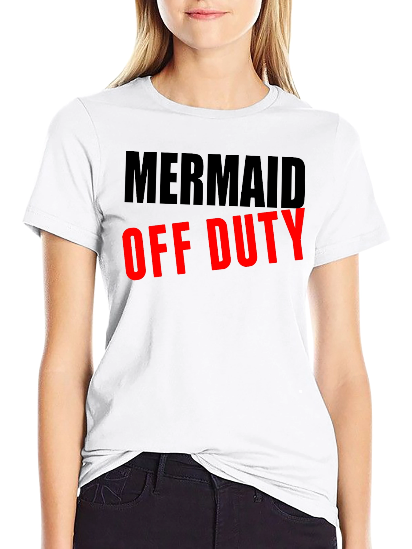 Mermaid Off Duty Black Graphic T-Shirt