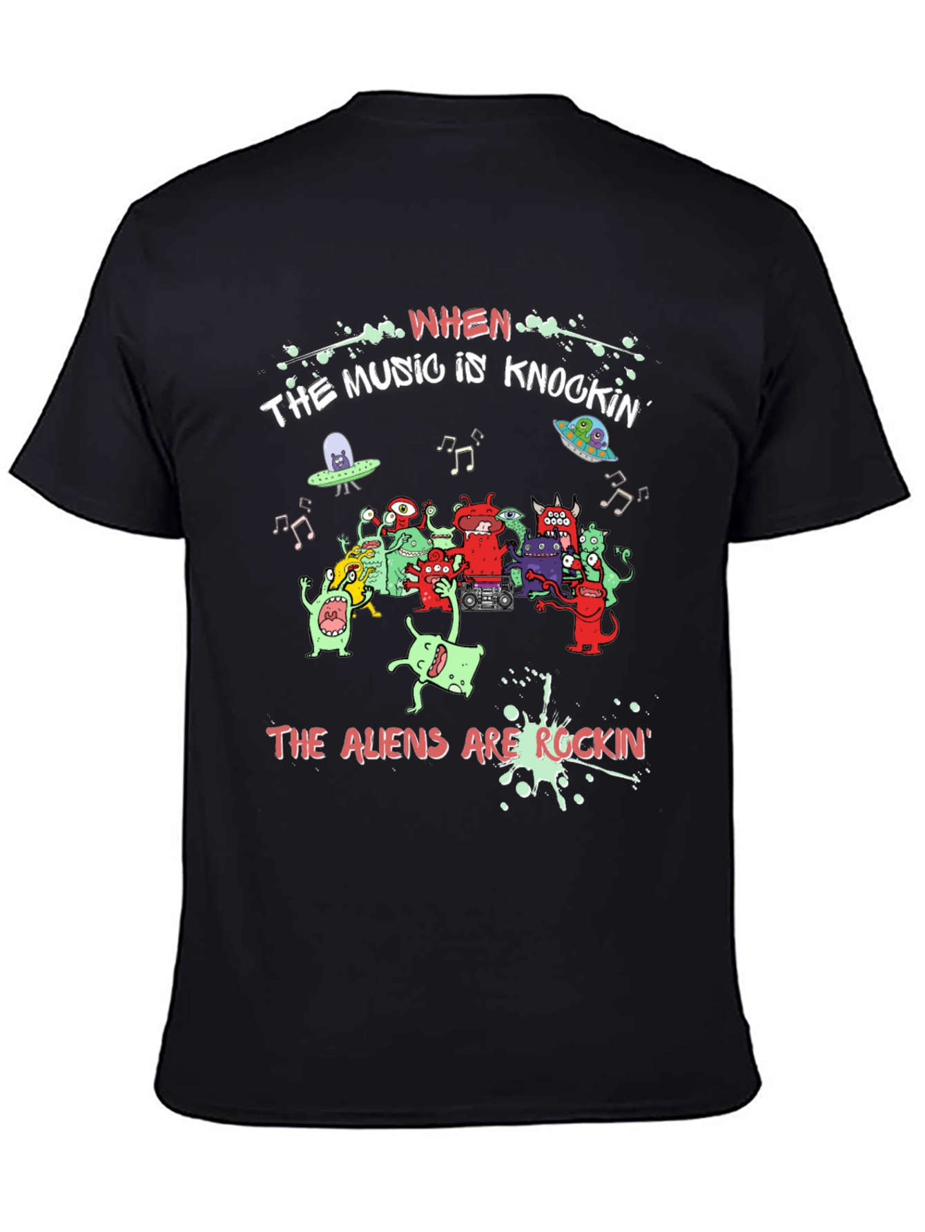 Aliens Rockin Black Graphic Tee