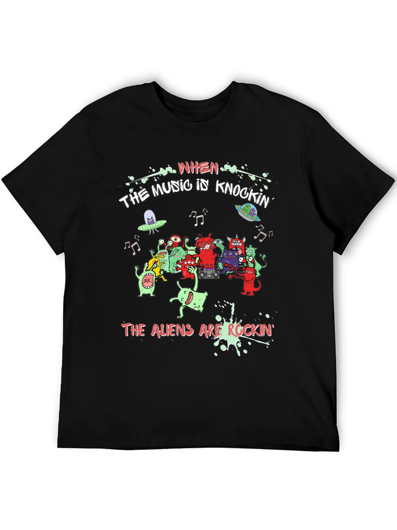 Aliens Rockin Black Graphic Tee