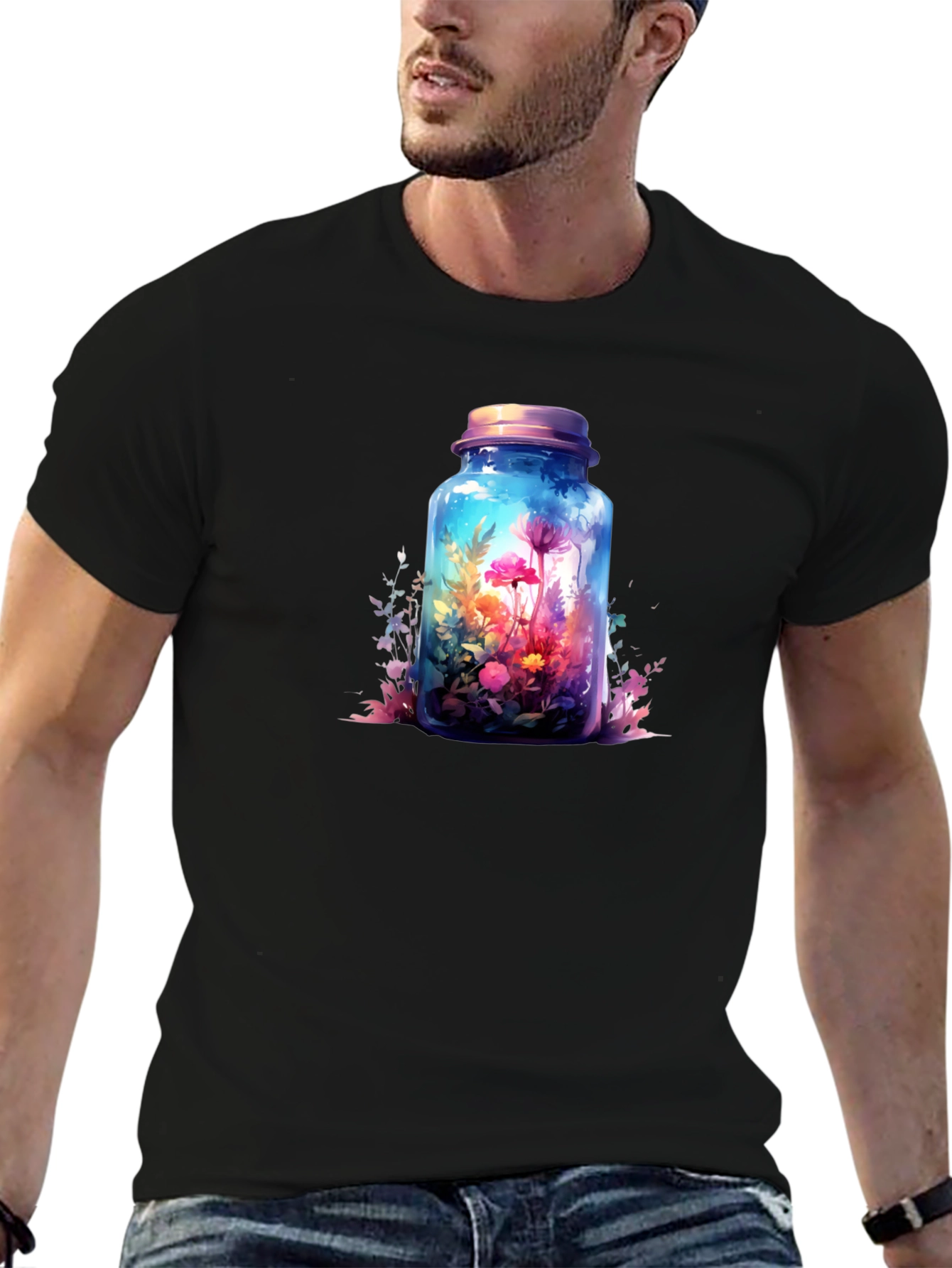 Floral Terrarium Graphic Tee - Mens Black T-Shirt